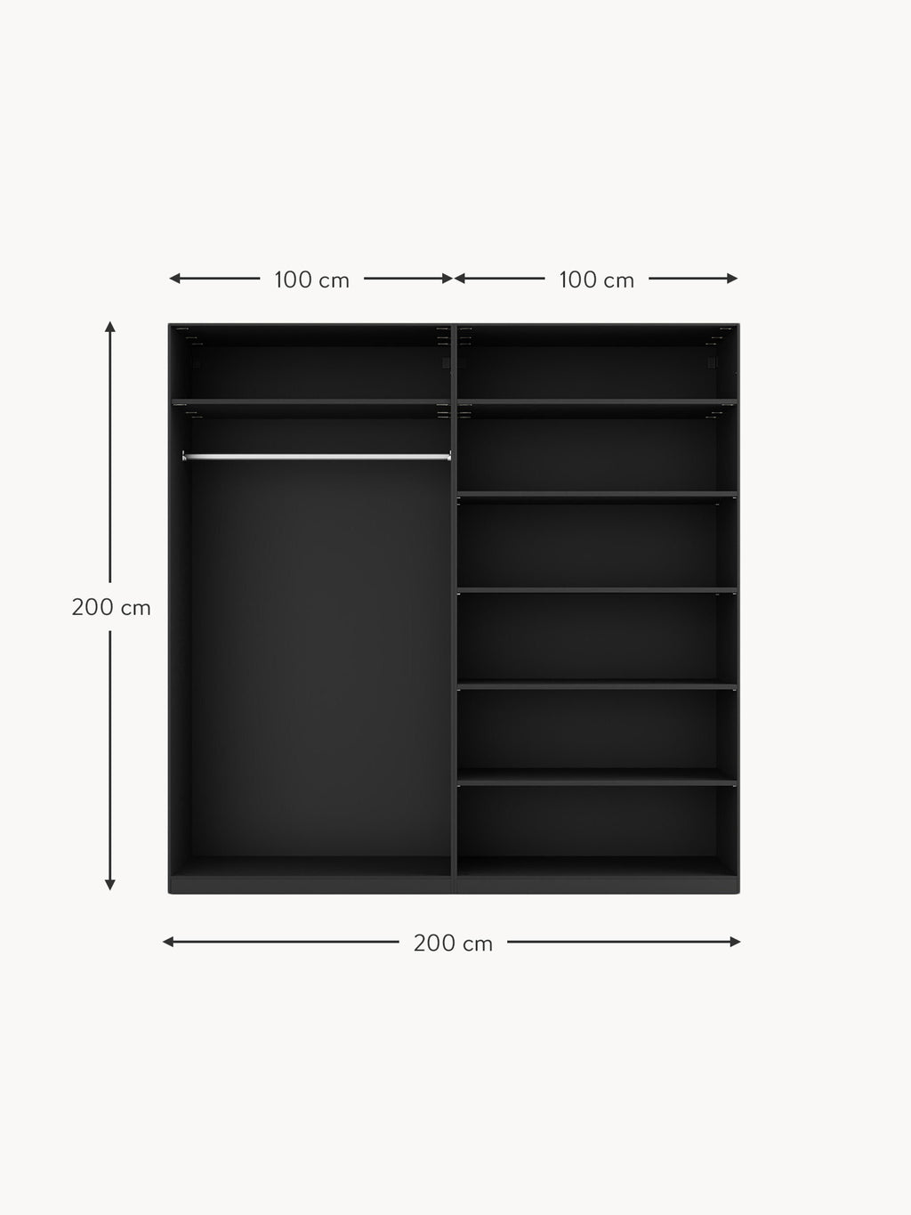 Simone Modular Revolving Door Wardrobe, 200 cm Wide, in various sizes