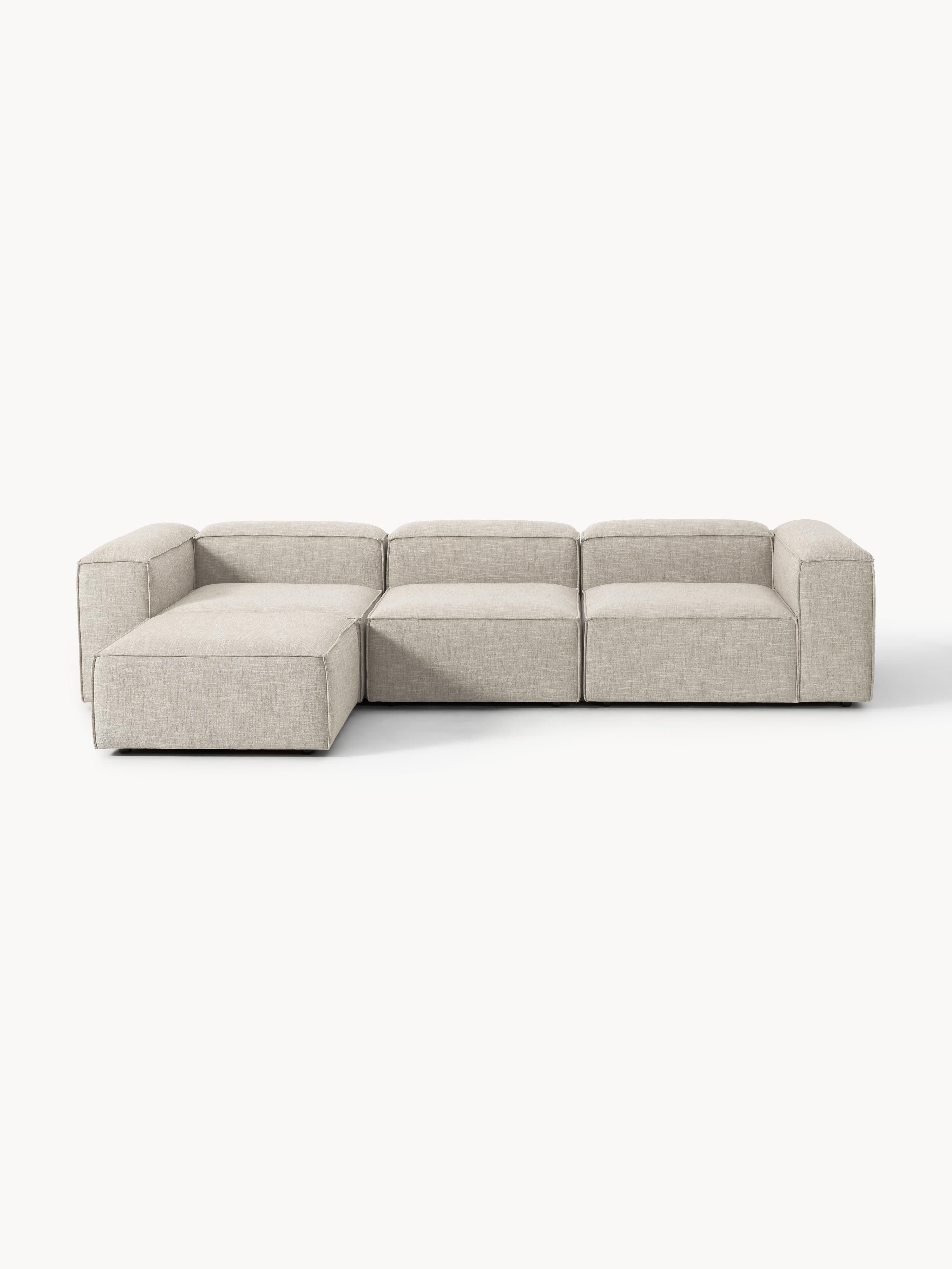 Lennon Linen Blend Modular Sofa (4-seater) with ottoman (left/right)