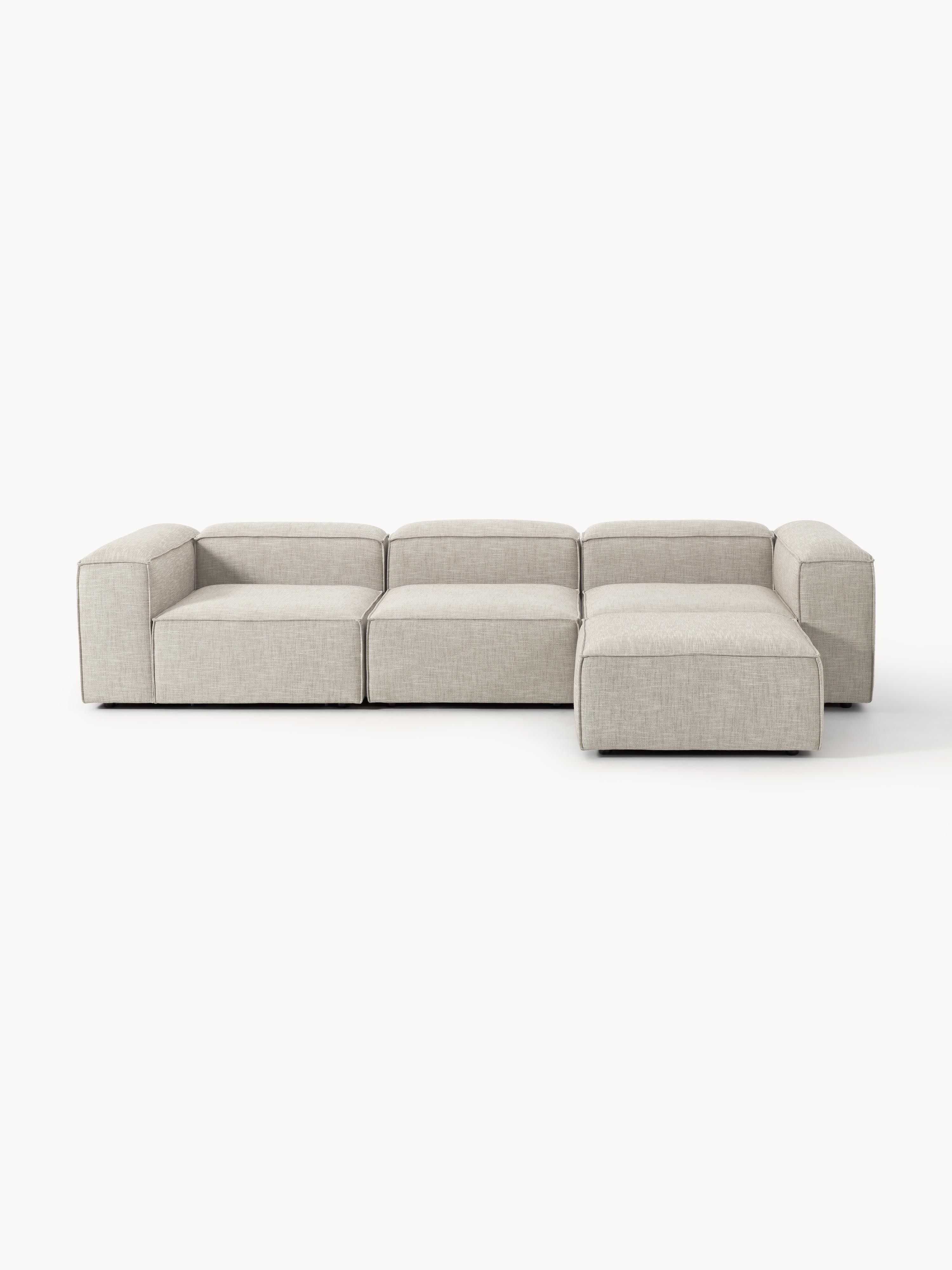 Gallery image 1 - Linen Blend Modular Sofa Lennon (4-seater) with ottoman (left/right)