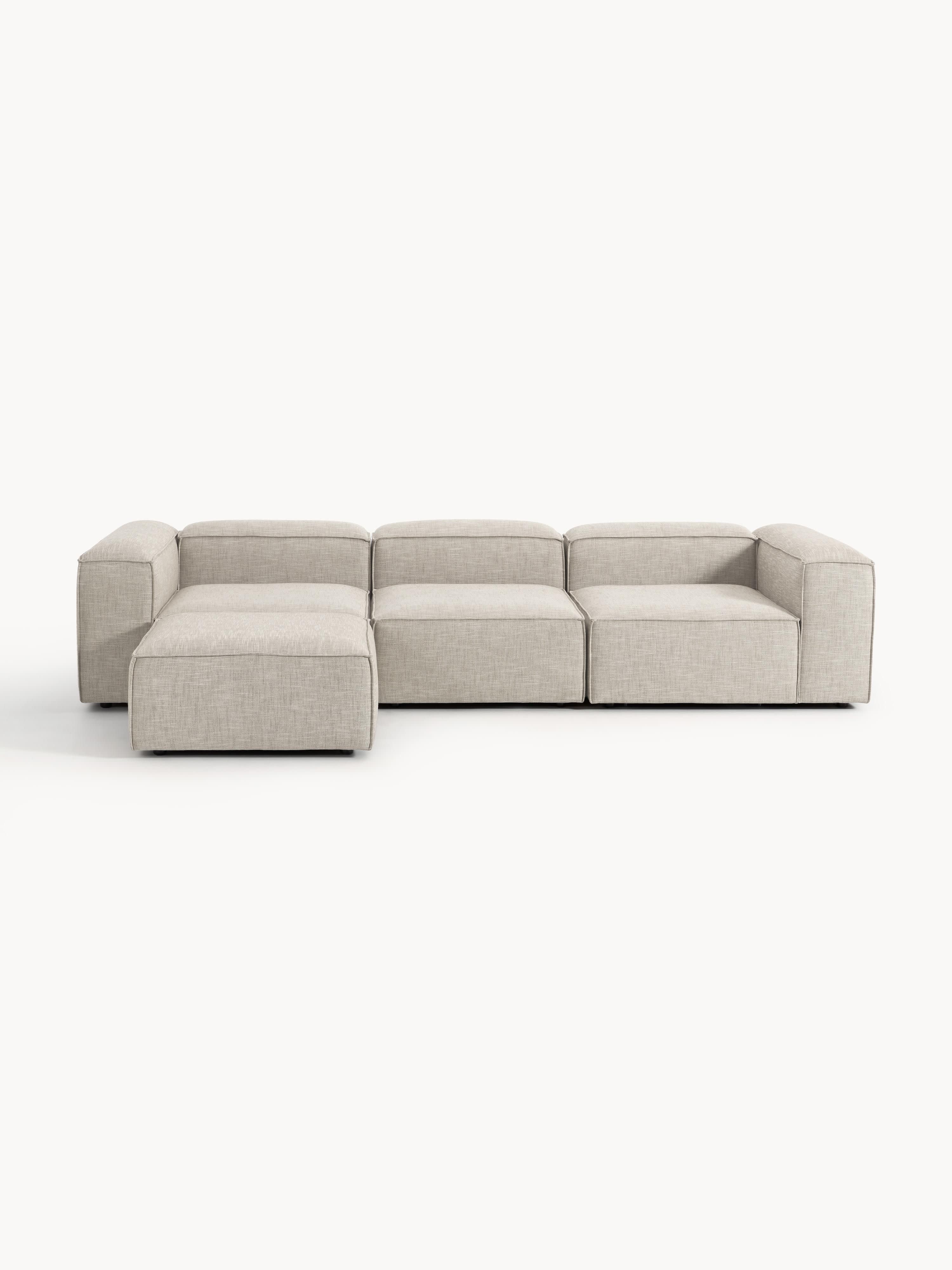 Lennon Linen Blend Modular Sofa (4-seater) with ottoman (left/right)