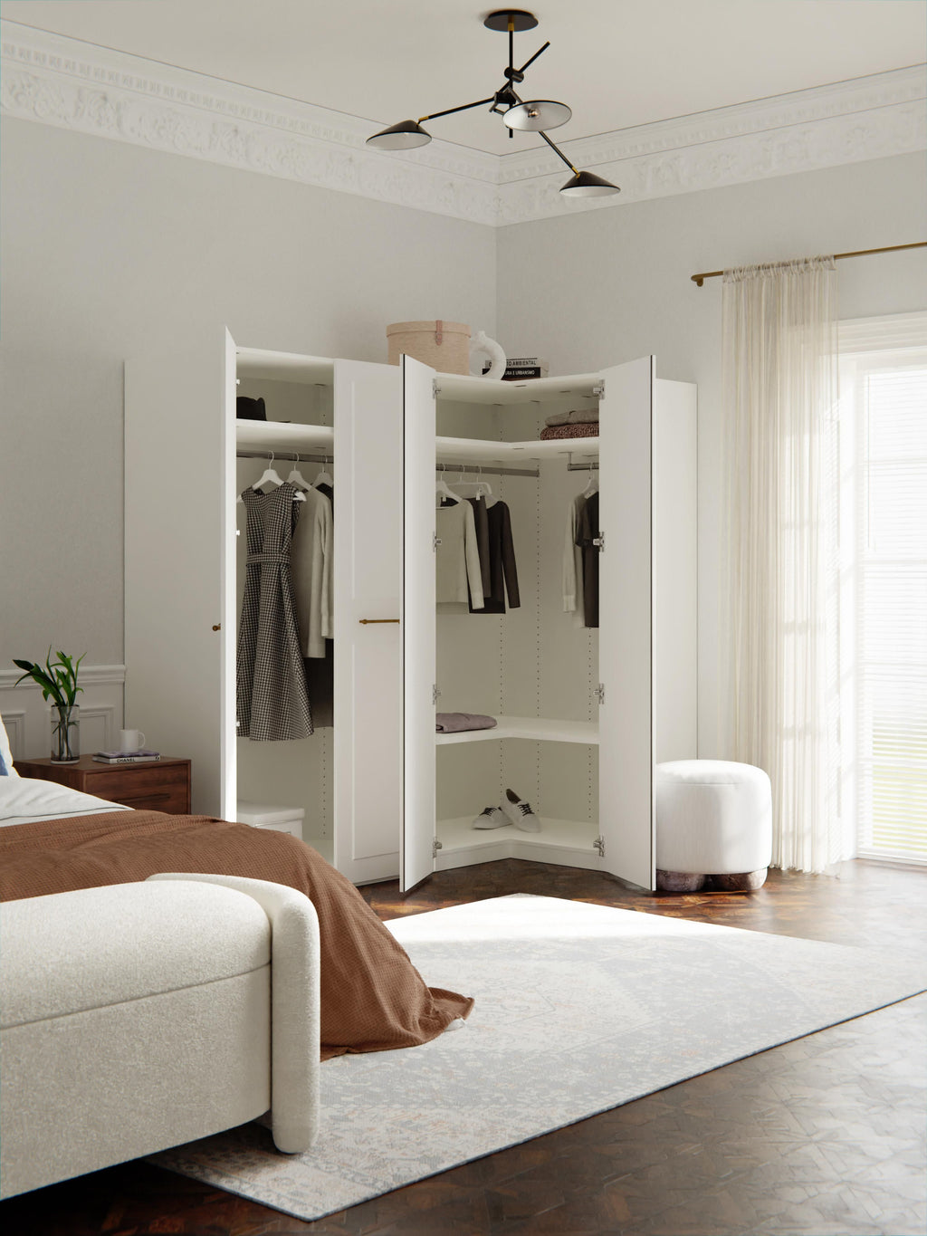 Charlotte Modular Corner Wardrobe, 215 cm Wide, in various sizes