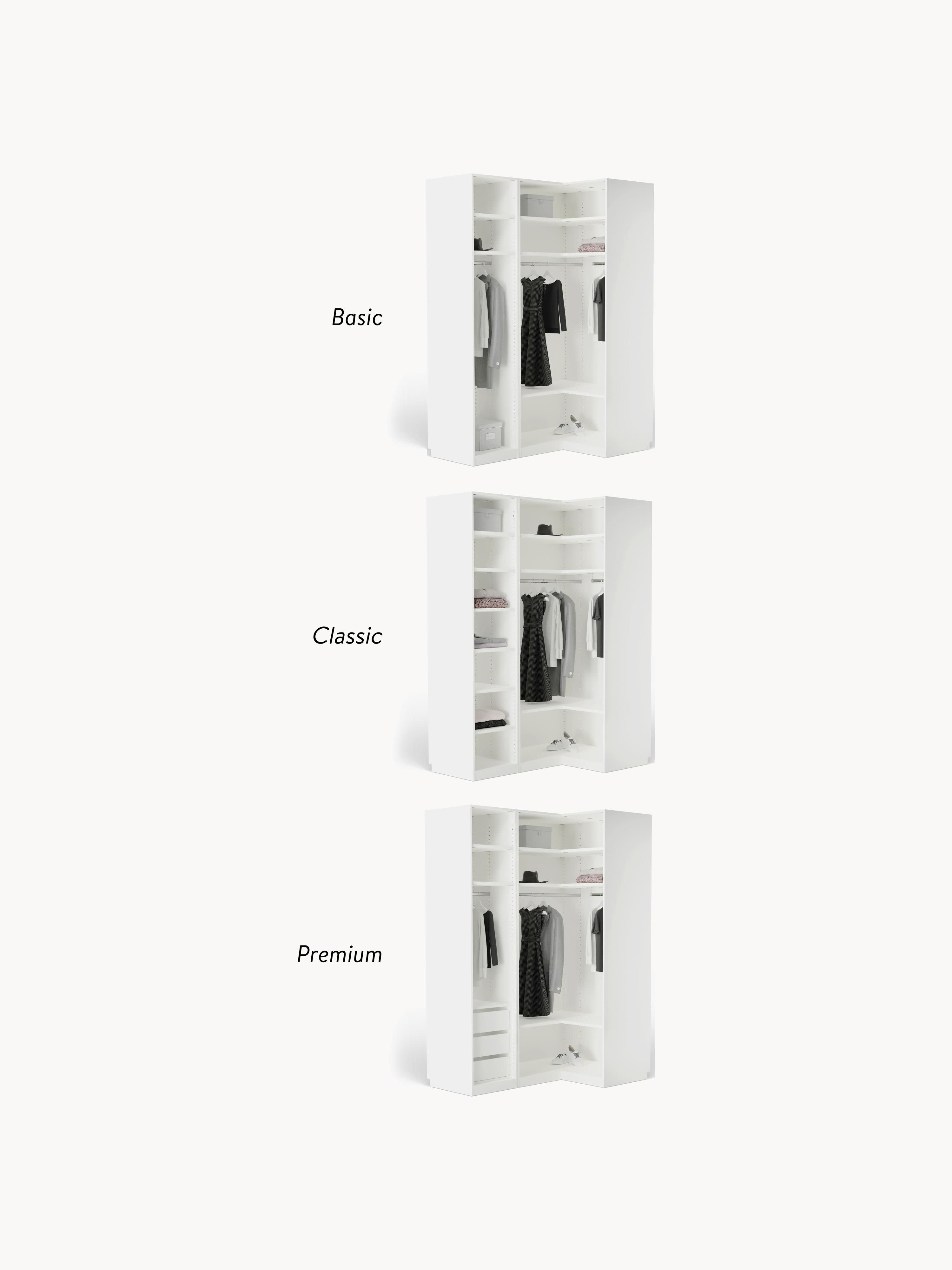 Charlotte Modular Corner Wardrobe, 215 cm Wide, in various sizes