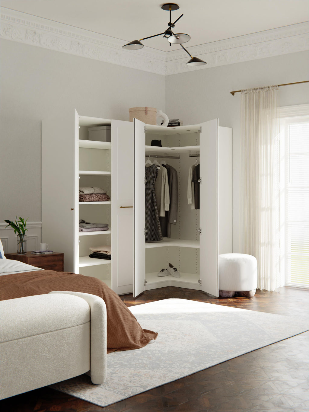 Charlotte Modular Corner Wardrobe, 215 cm Wide, in various sizes