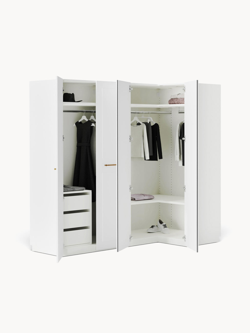 Charlotte Modular Corner Wardrobe, 215 cm Wide, in various sizes