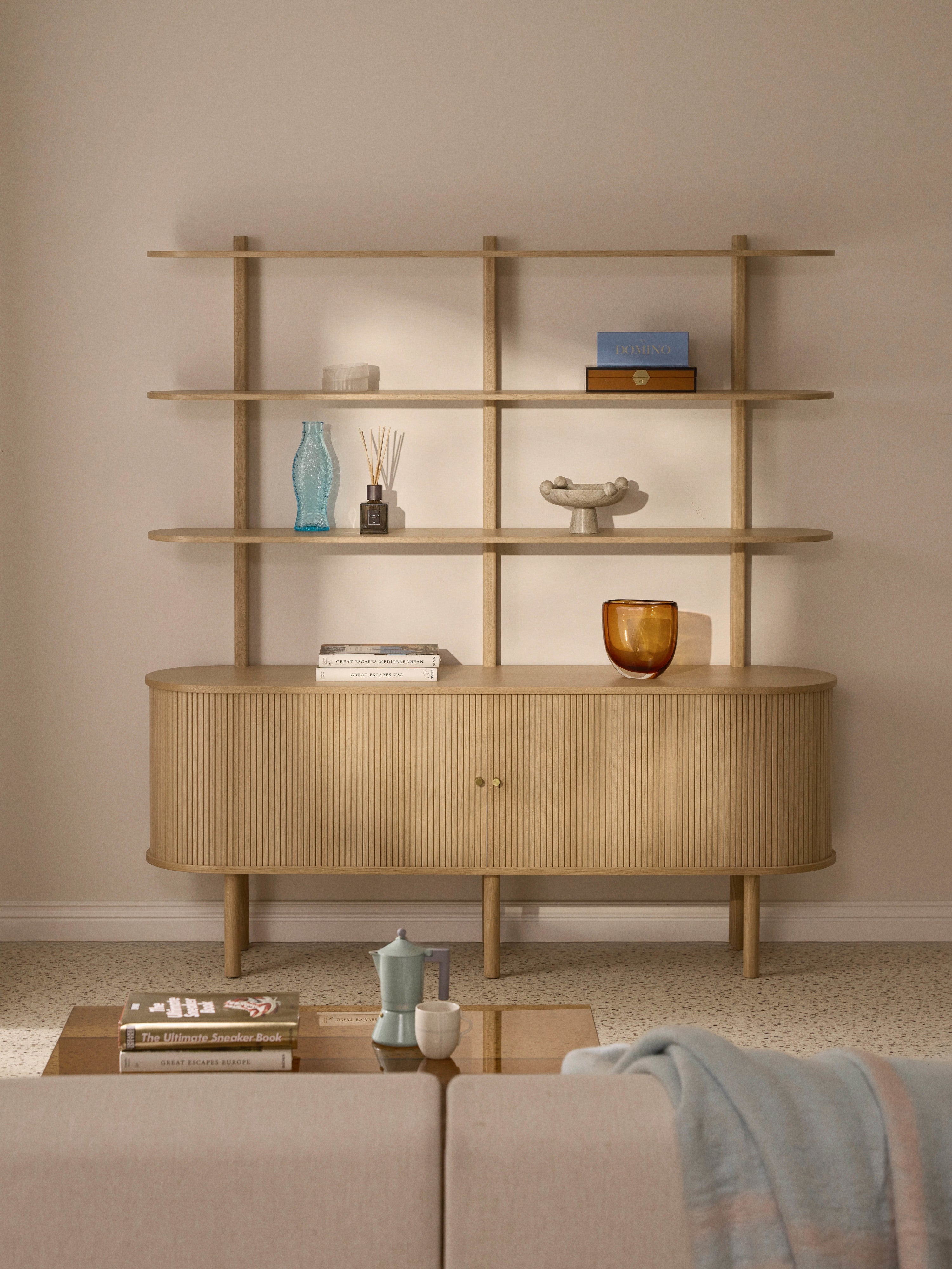 Calary Large Shelving Unit with Fluted Front
