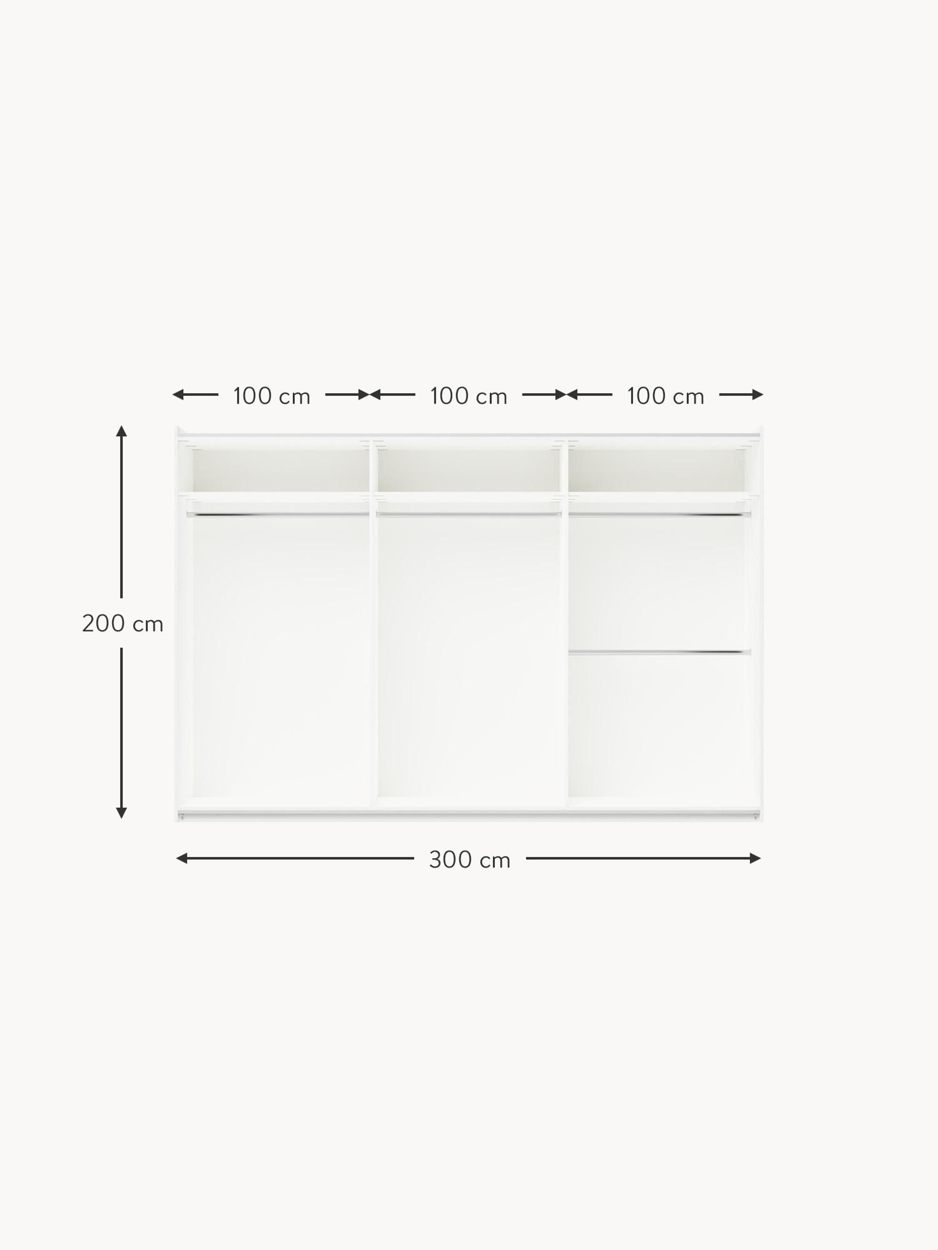 Simone Modular Sliding Door Wardrobe, 300 cm Wide, in various sizes