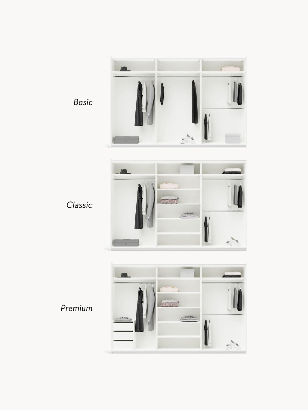 Simone Modular Sliding Door Wardrobe, 300 cm Wide, in various sizes