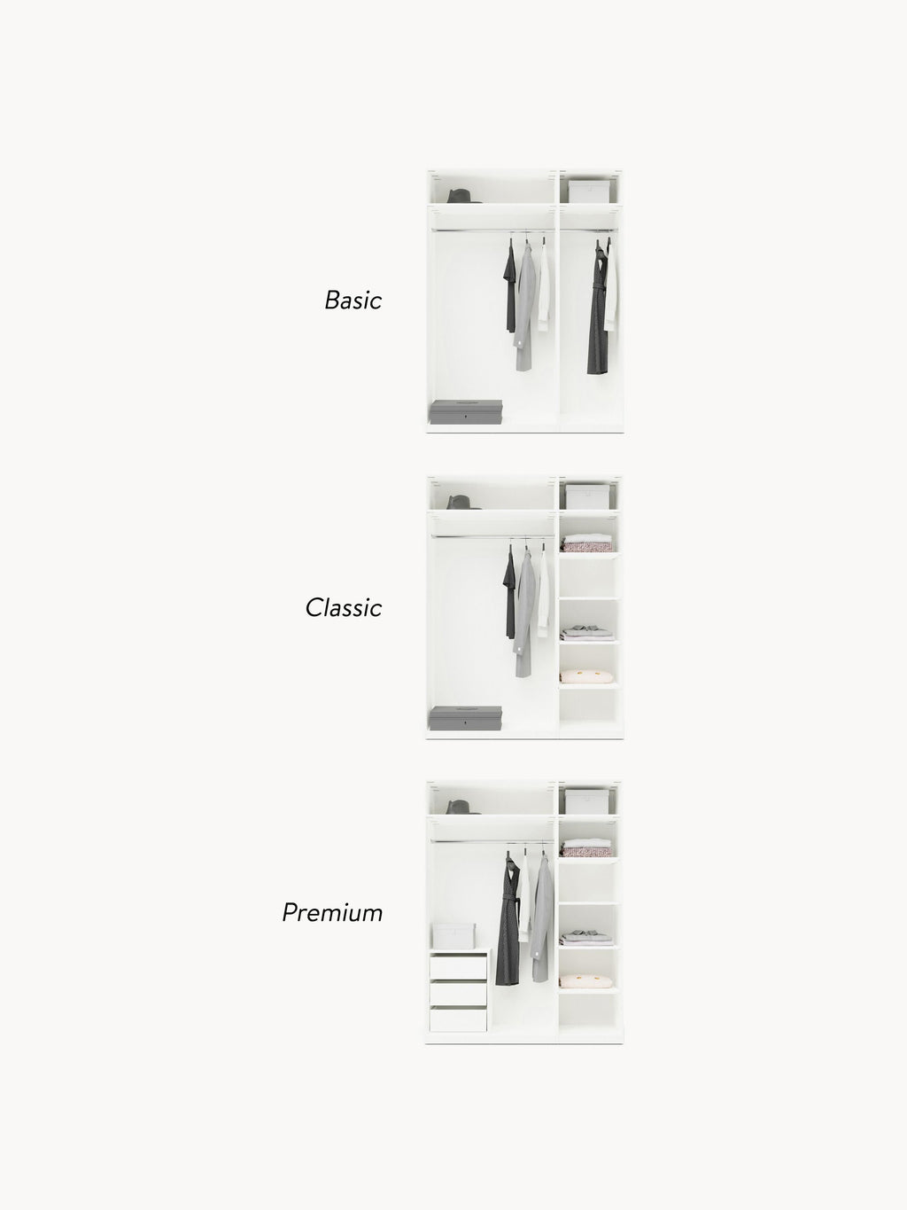 Charlotte Modular Hinged Door Wardrobe, 150 cm Wide, in various sizes