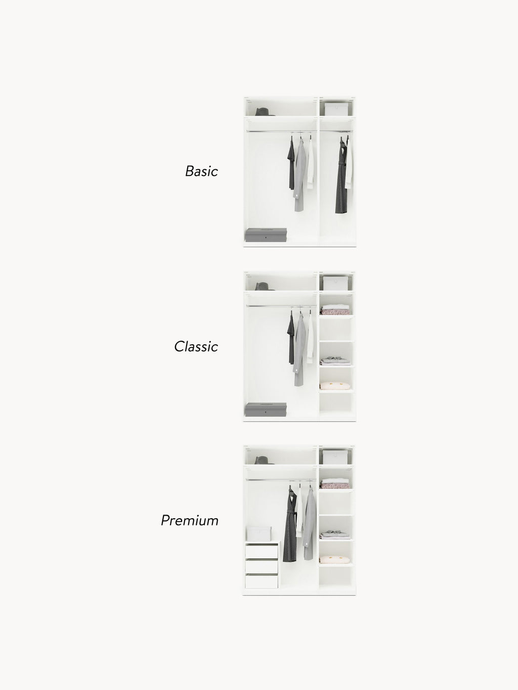 Charlotte Modular Hinged Door Wardrobe, 150 cm Wide, in various sizes