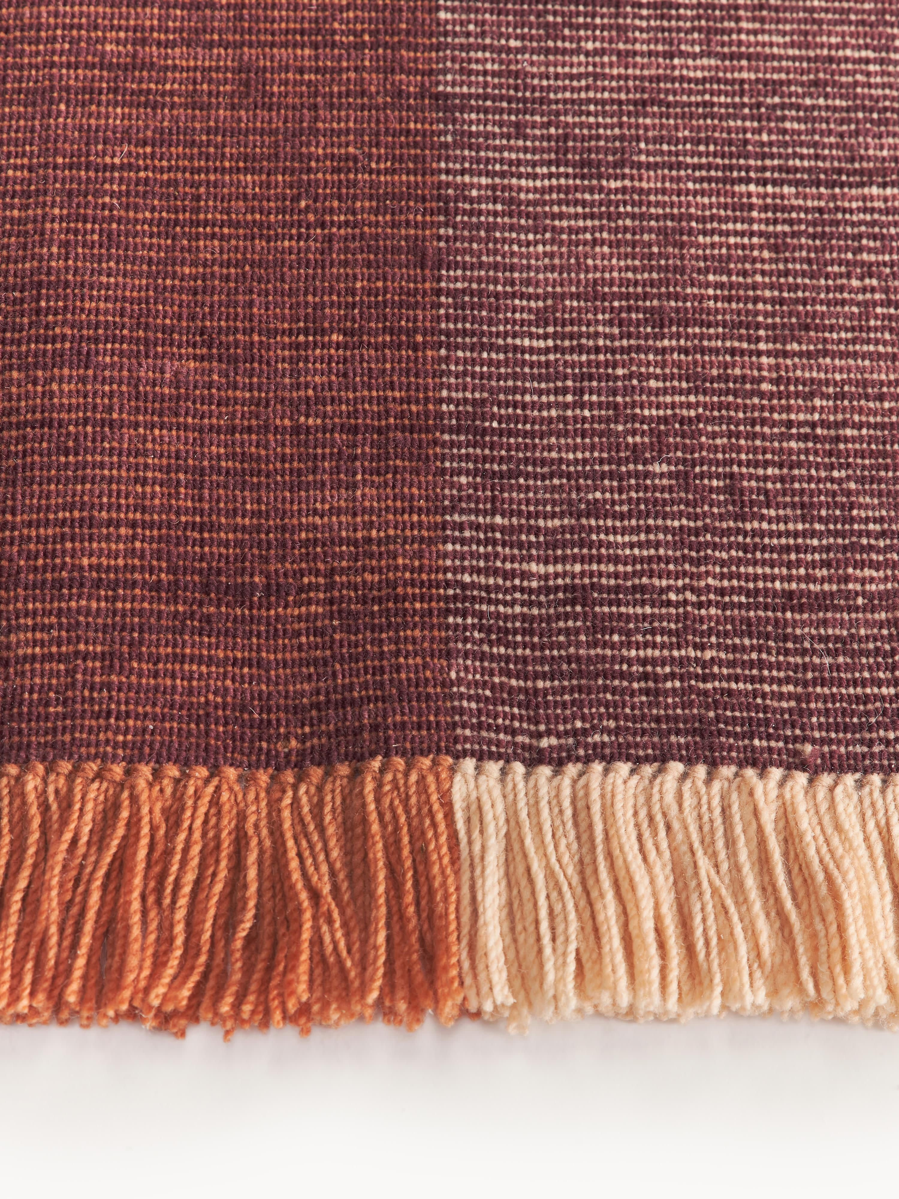 Bliss Checked Wool Rug with Fringes