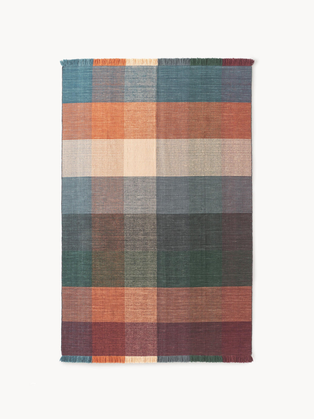 Bliss Checked Wool Rug with Fringes