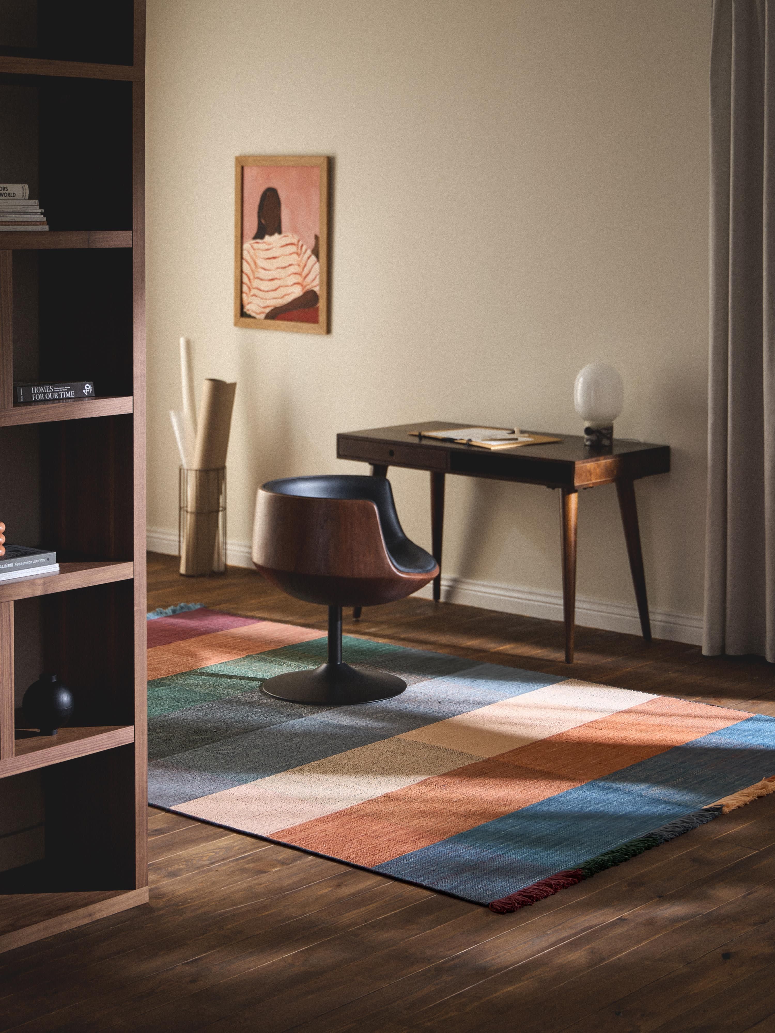 Bliss Checked Wool Rug with Fringes