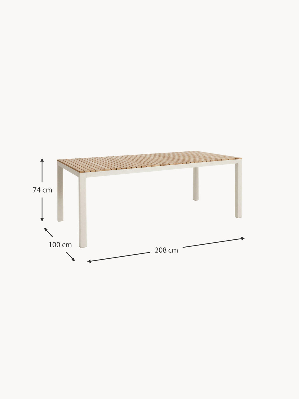 Mood Teak Wood Garden Table, 208 x 100 cm