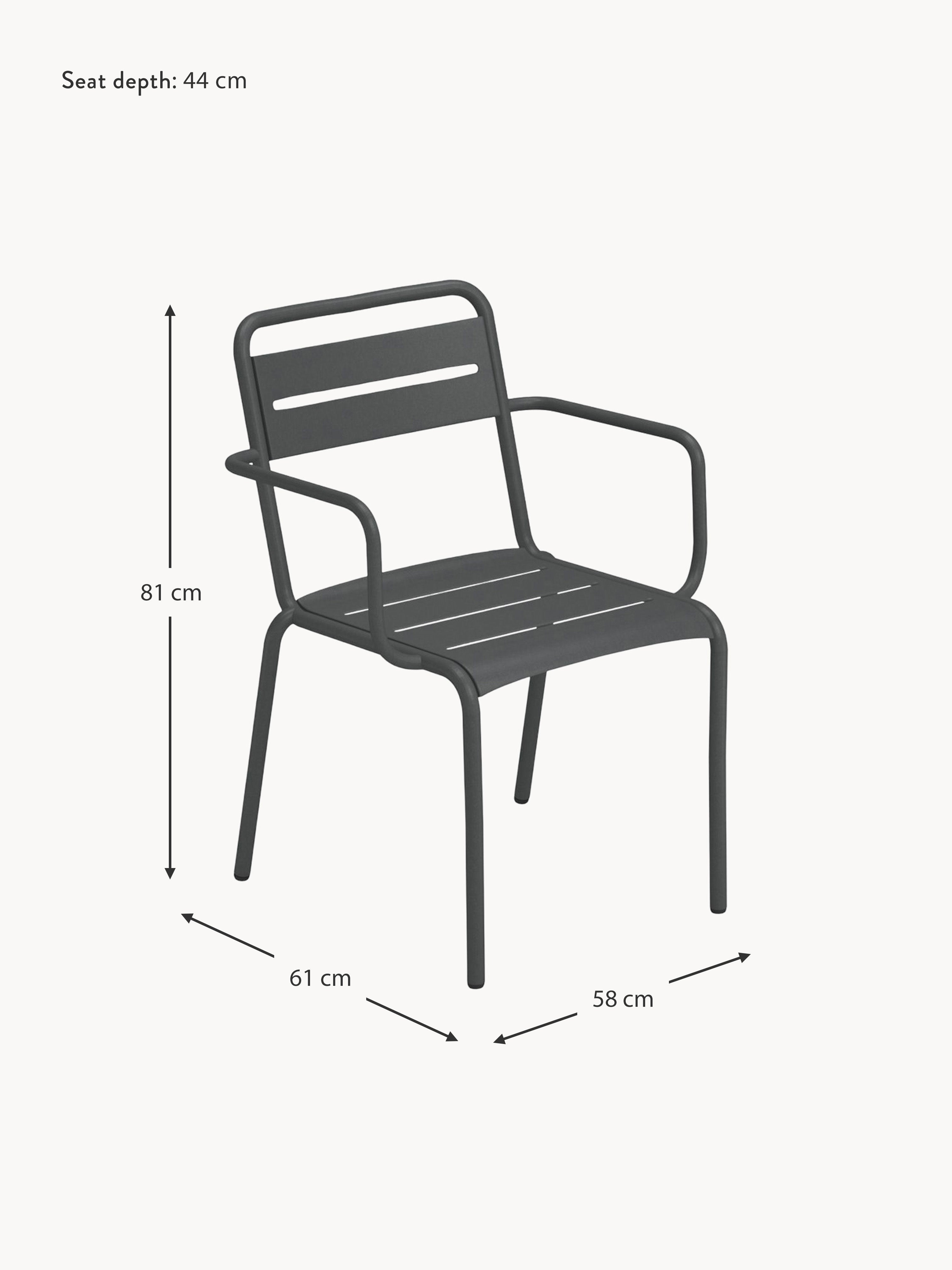 Star Stackable Garden Chairs with Armrests, Set of 2