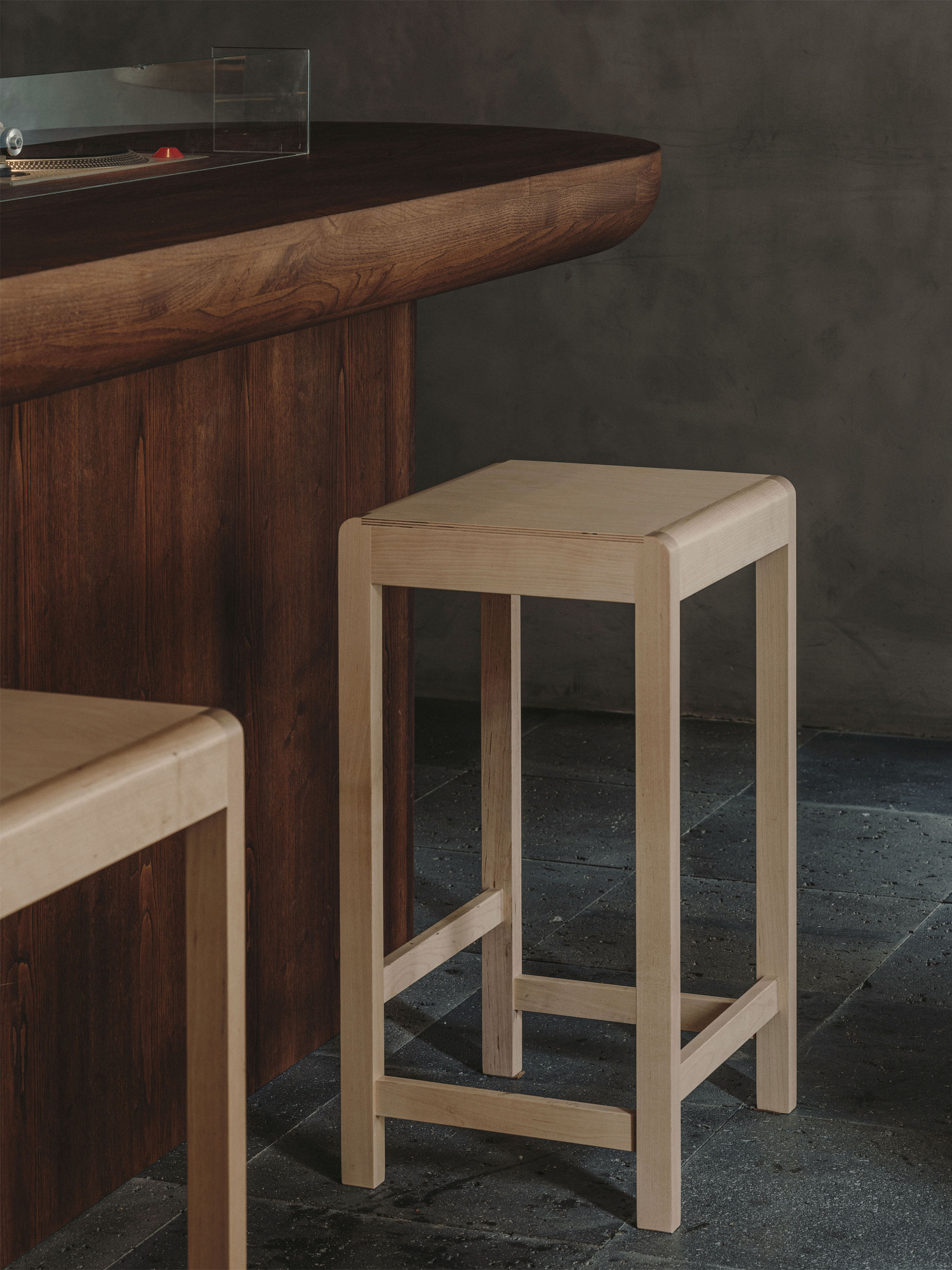 Birch Wood Counter Stool 01