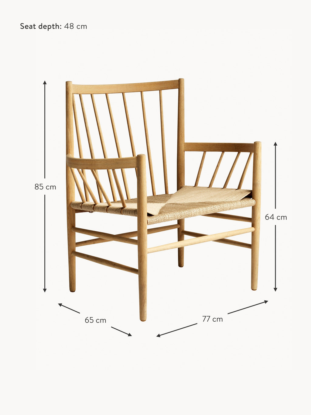 J82 Handwoven Oak Wood Armchair