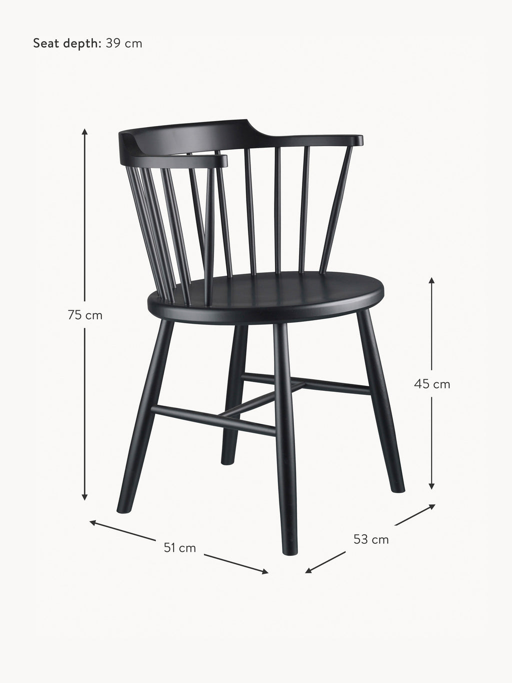 J18 Handmade Beech Wood Dining Chair with Armrests