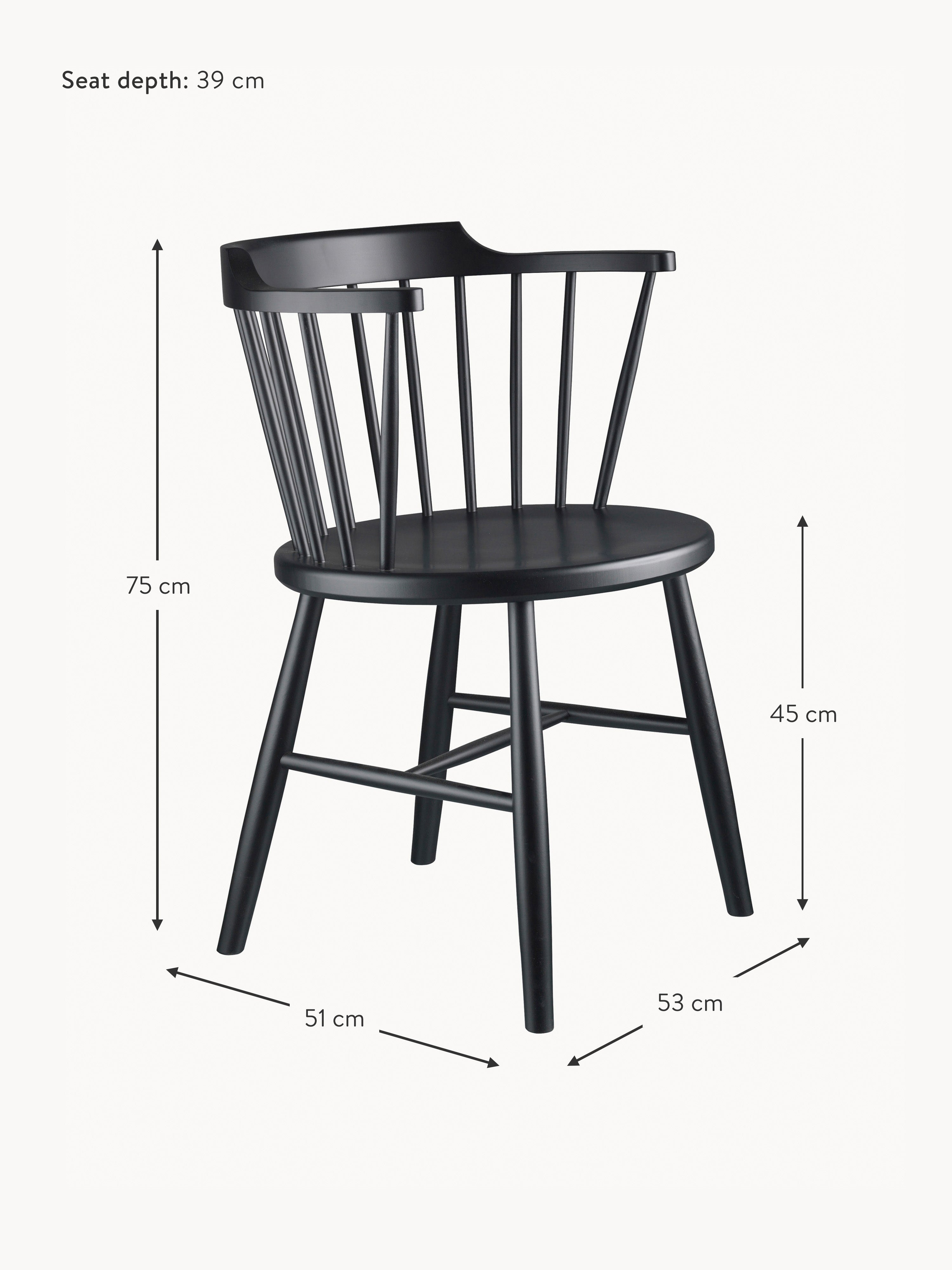J18 Handmade Beech Wood Dining Chair with Armrests