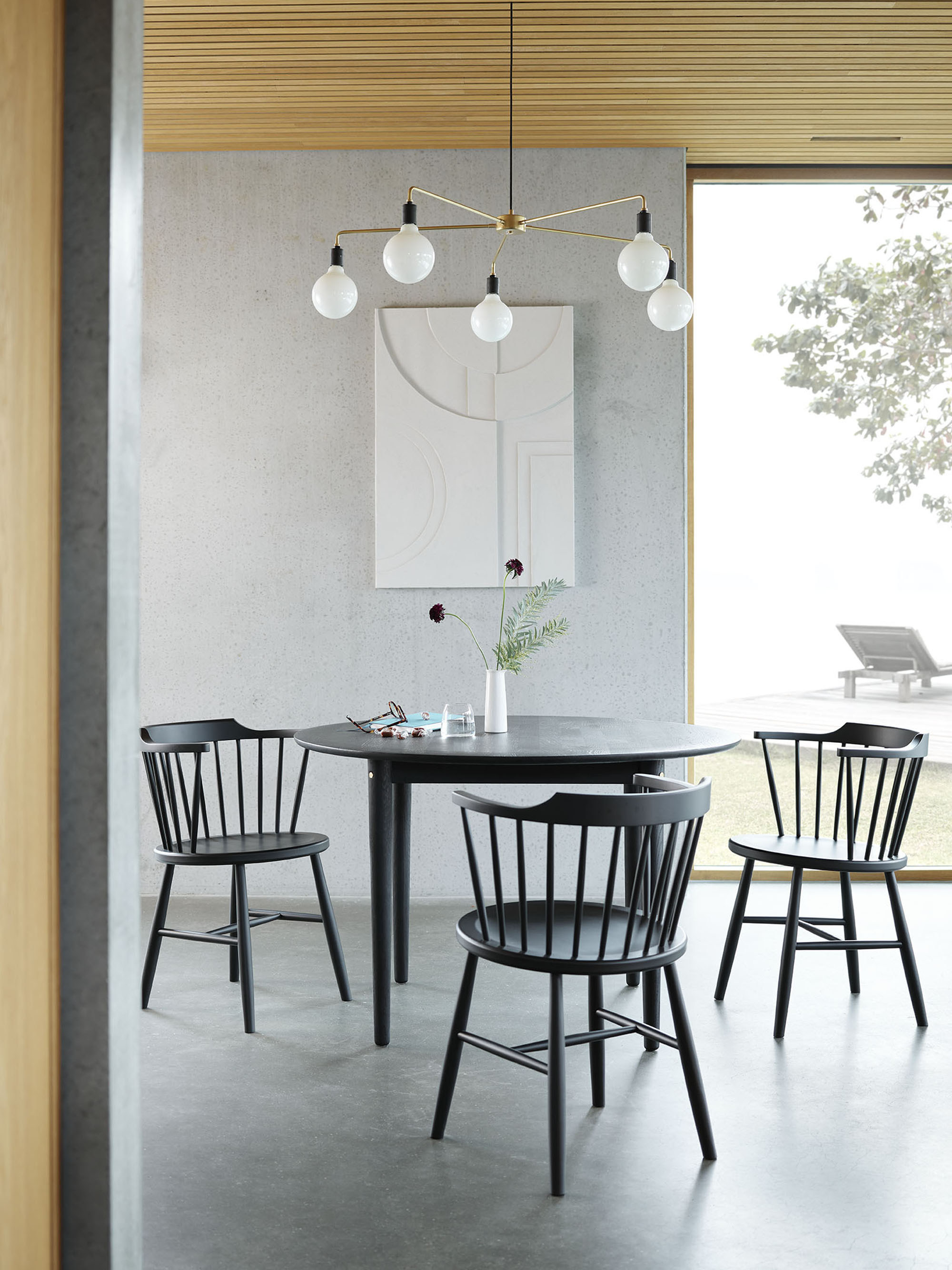 J18 Handmade Beech Wood Dining Chair with Armrests