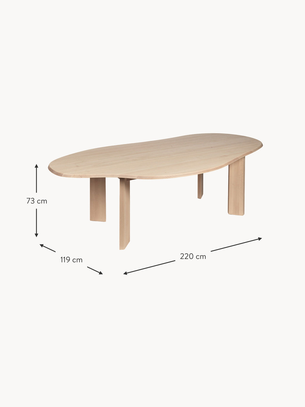 Tarn Beech Wood Dining Table, 220 x 119 cm