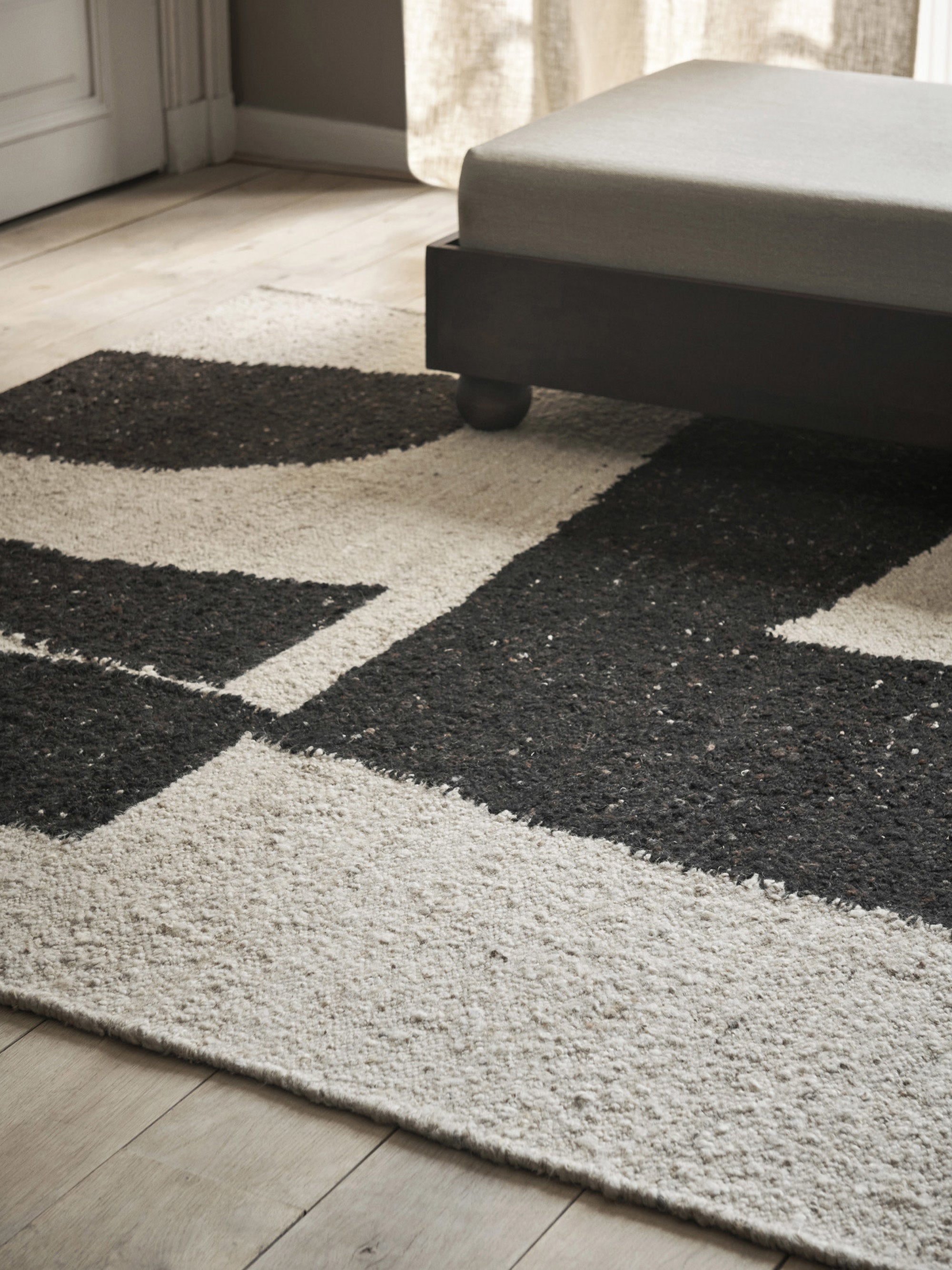 Piece Handwoven Wool Low-Pile Rug
