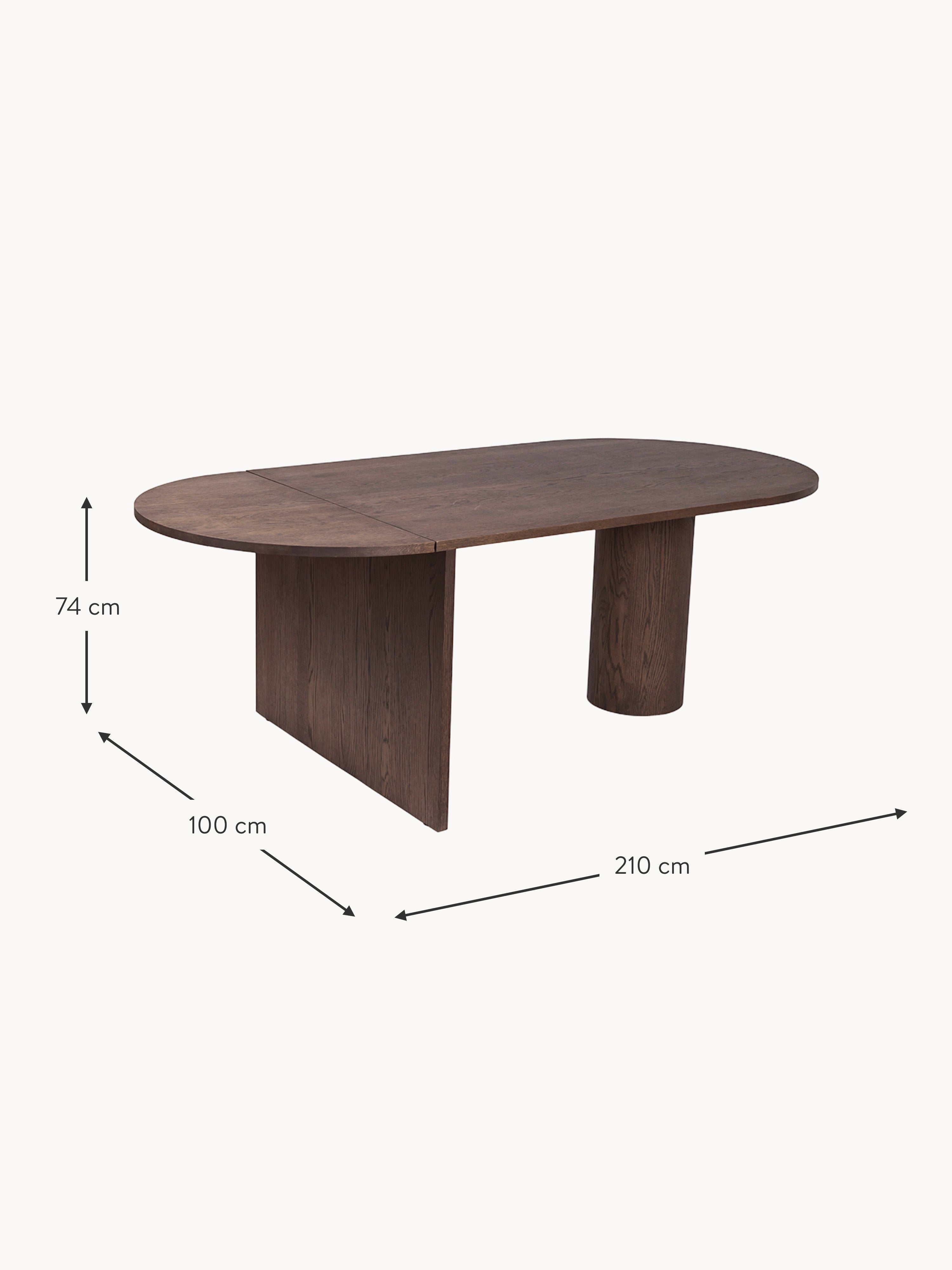 Pylo Extendable Oak Wood Dining Table, 160 - 210 x 100 cm