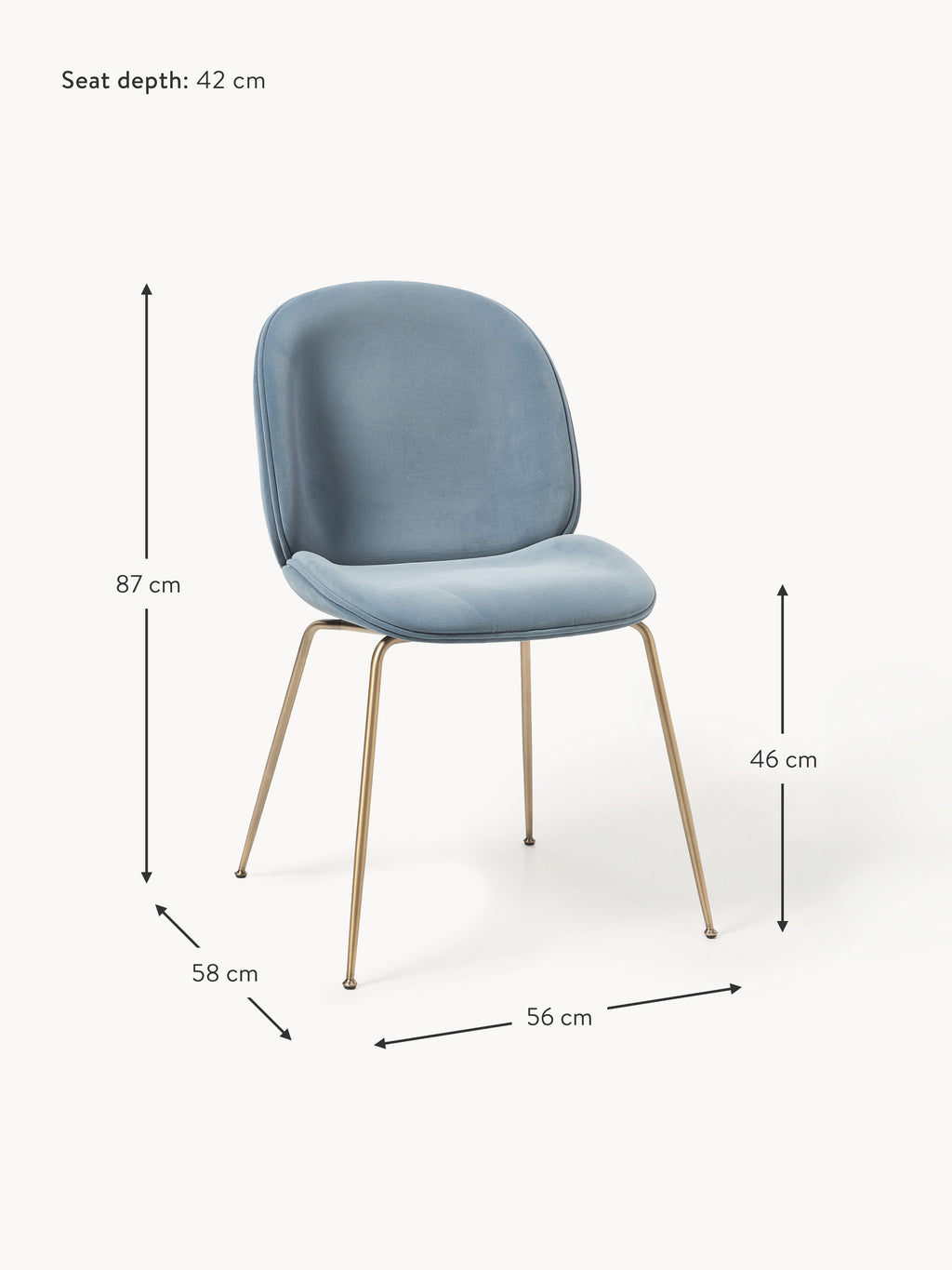 WESTWING x GUBI, Velvet Dining Chair Beetle by Delia Lachance