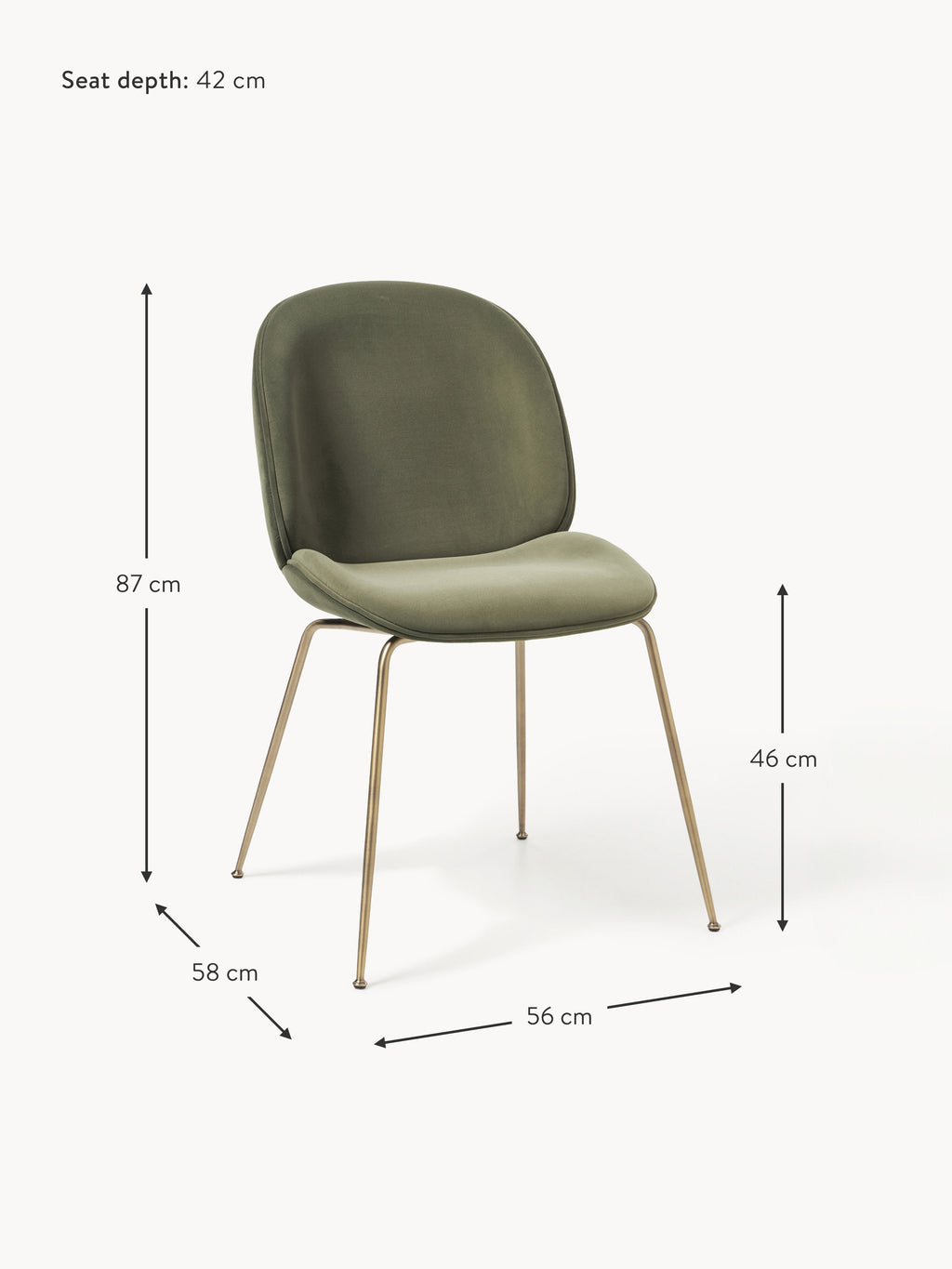 WESTWING x GUBI, Velvet Dining Chair Beetle by Delia Lachance