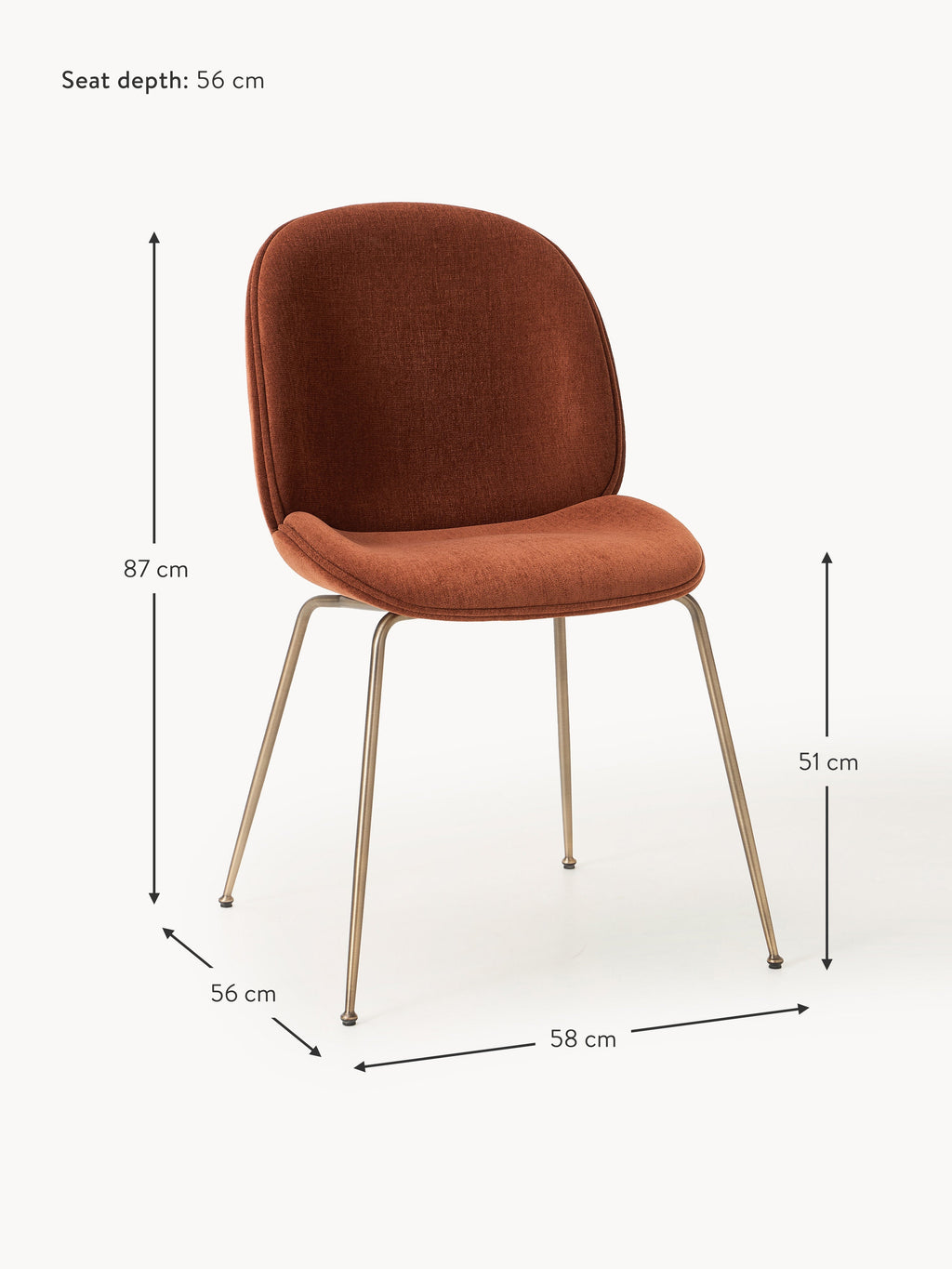 WESTWING x GUBI, Upholstered Dining Chair Beetle by Delia Lachance