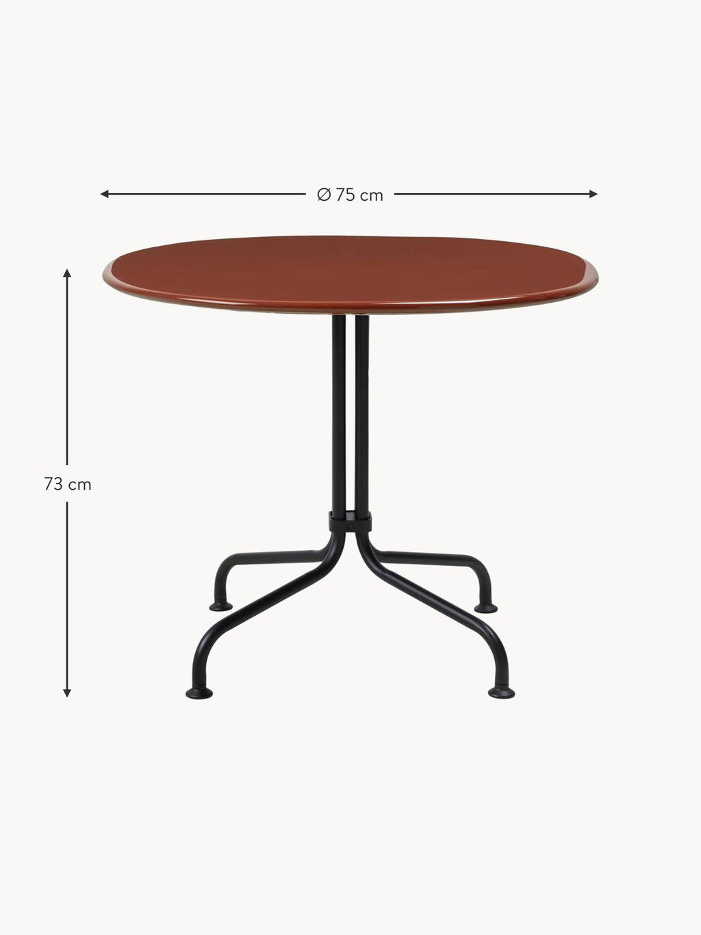 Carmel Round Bistro Table with Ceramic Top, Ø 75 x H 73 cm