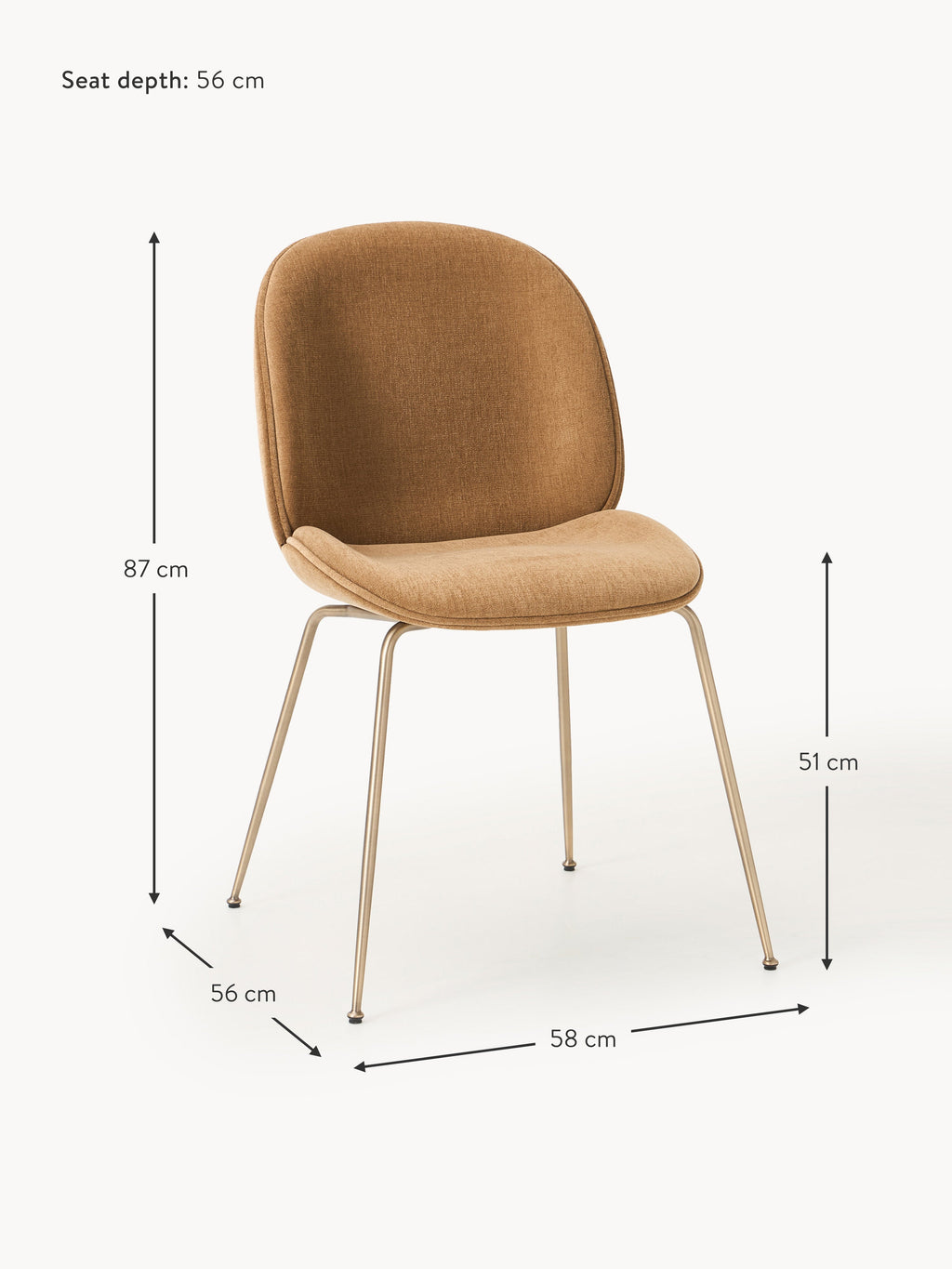 WESTWING x GUBI, Upholstered Dining Chair Beetle by Delia Lachance