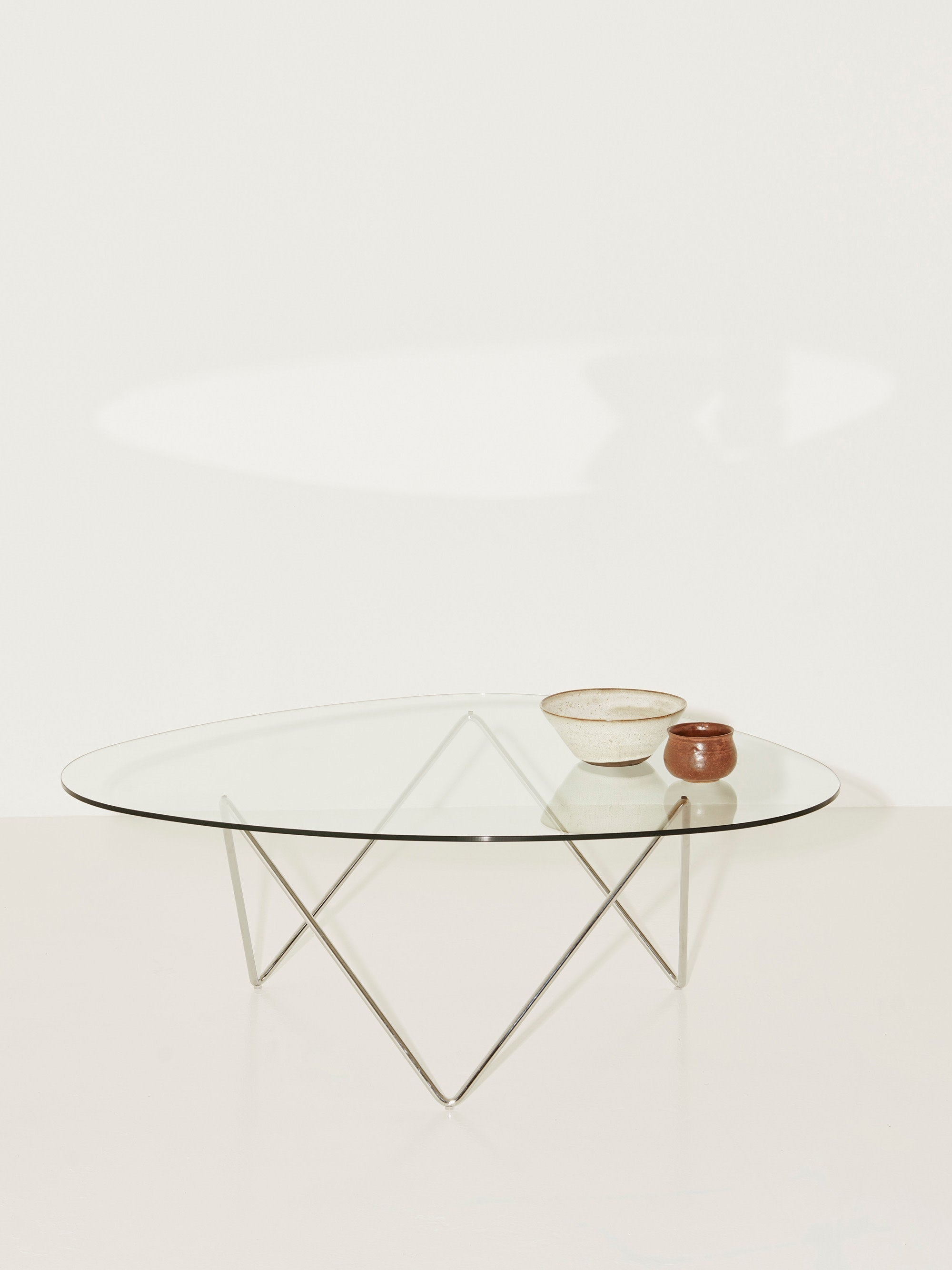 Pedrera Handmade Oval Coffee Table with Glass Top