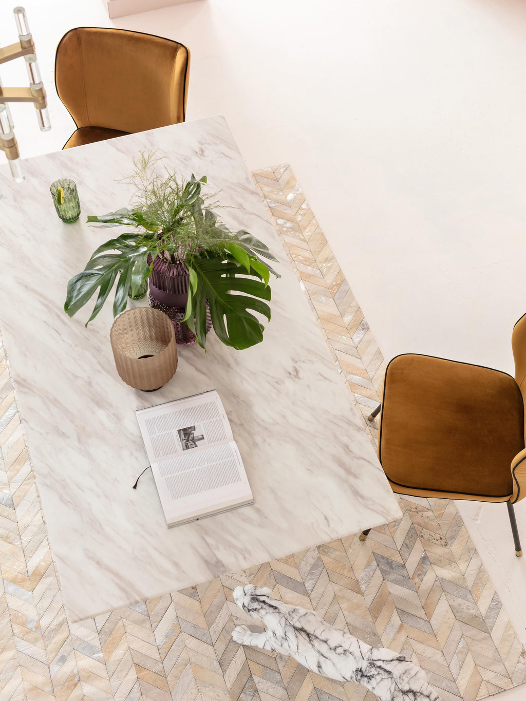 Dining Table Artistico with Marble Top, 160 x 90 cm