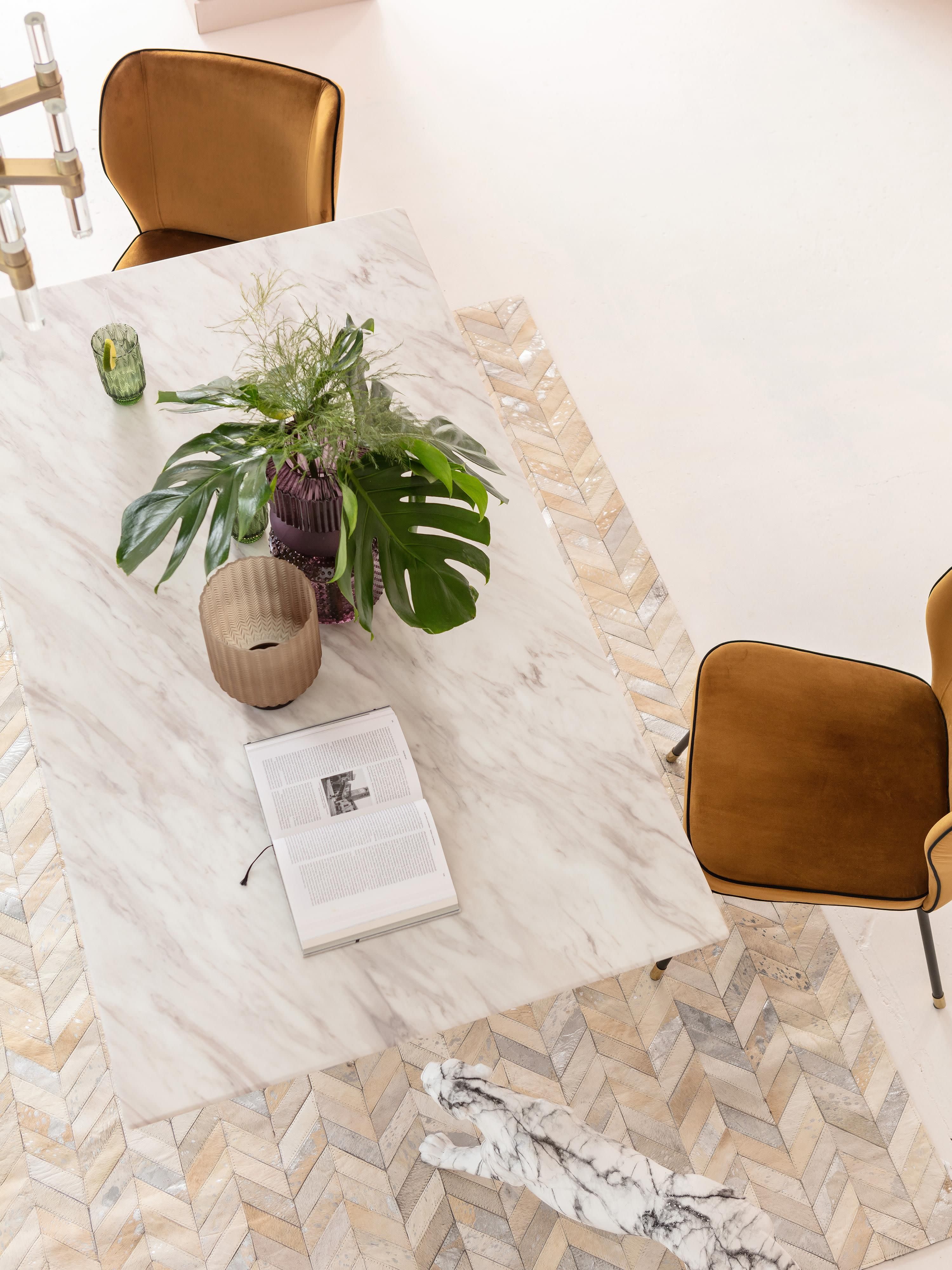 Dining Table Artistico with Marble Top, 160 x 90 cm