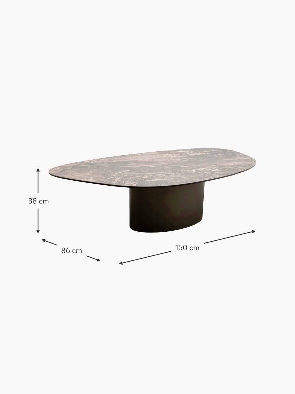 Organic-Shaped Marble Effect Coffee Table Paso