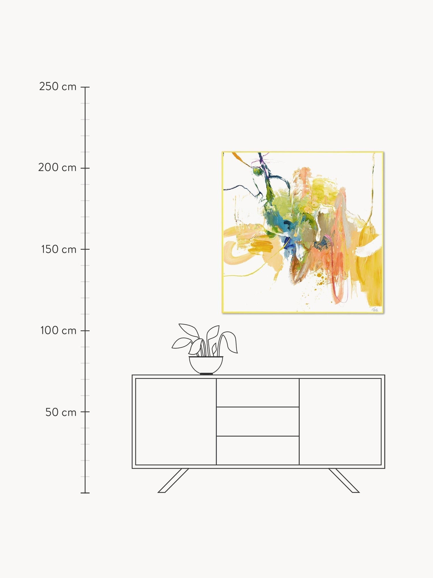 Yellow Hand-Embellished Canvas Print Confidential