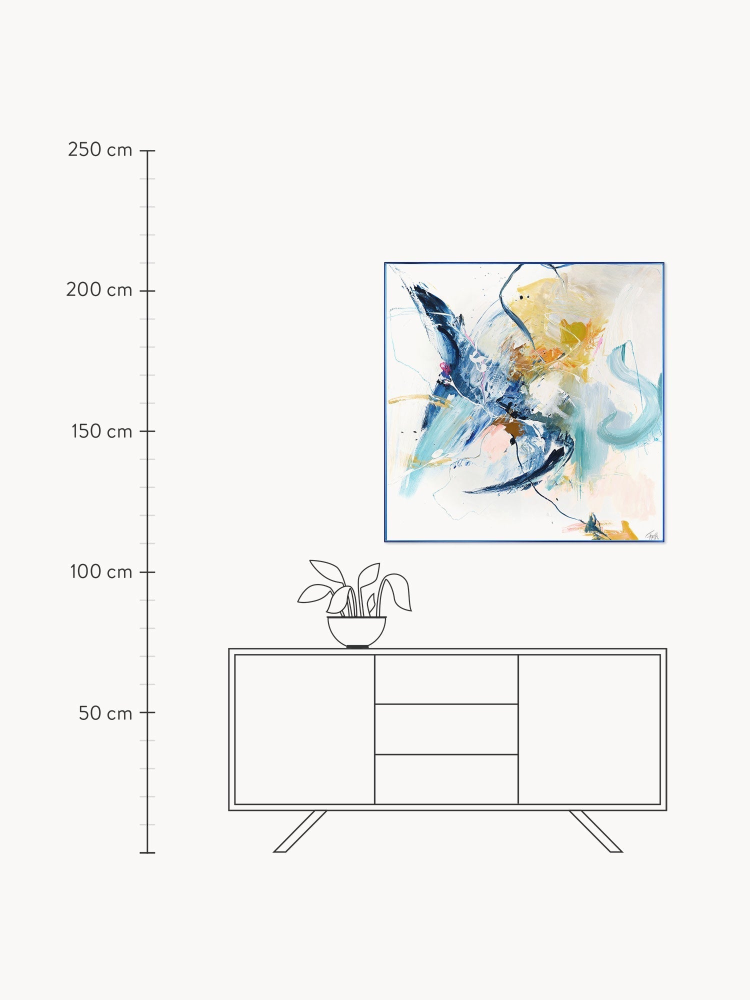 Blue Hand-Embellished Canvas Print Confidential