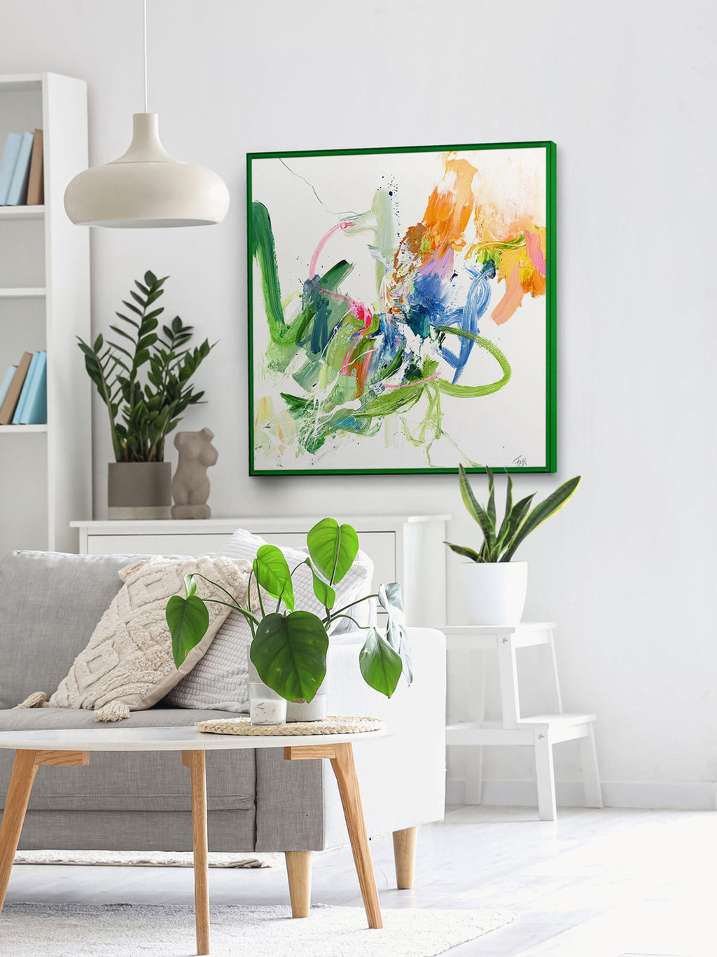 Green Hand-Embellished Canvas Print Confidential