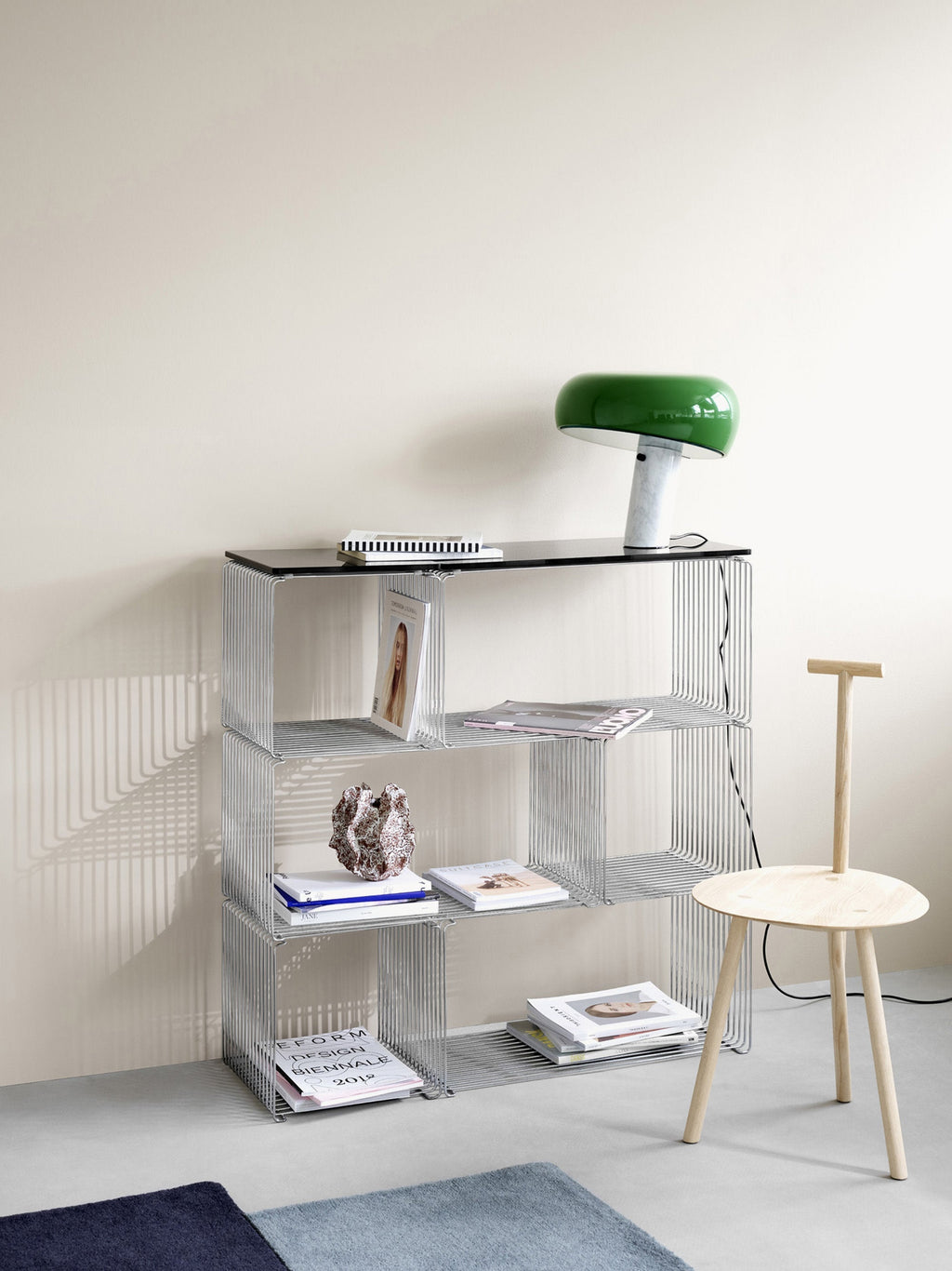 Marble Top Panel Panton Wire Extended for Modular Shelf System, W 70 cm