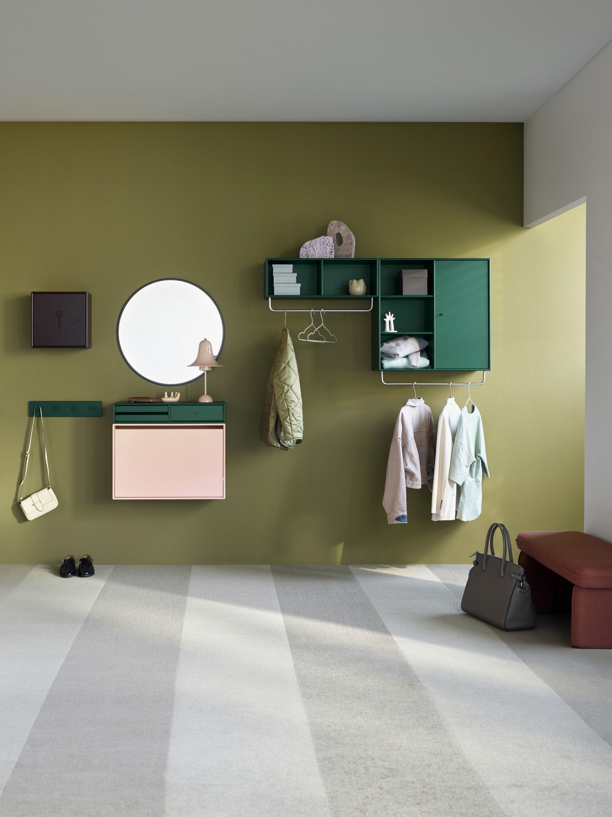 Coat Wooden Wall Shelf with Clothes Rack