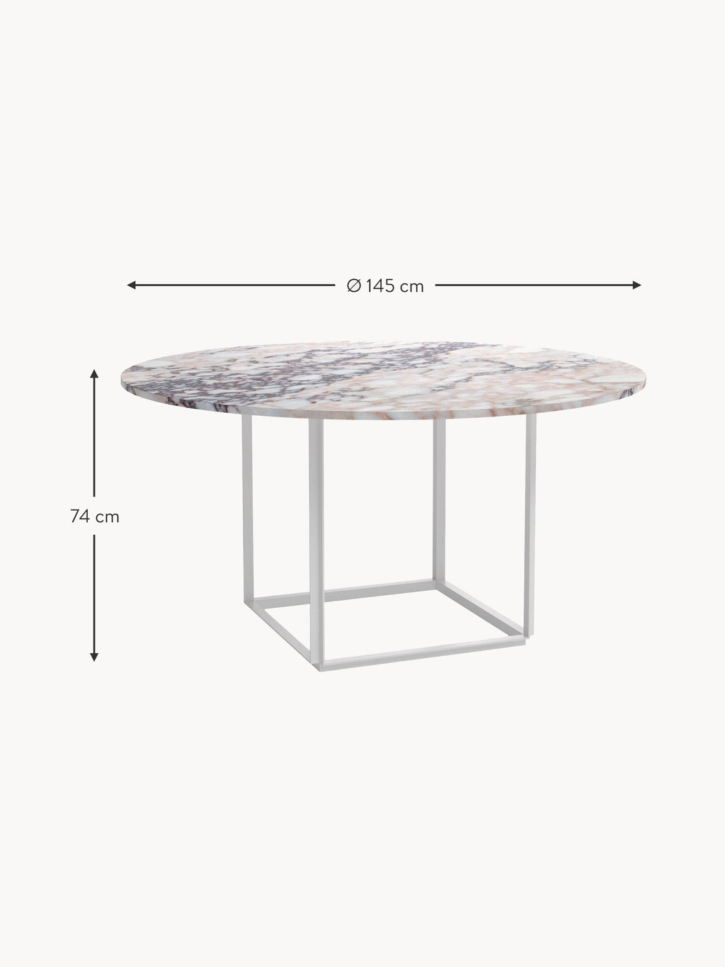 Florence Dining Table with Marble Table Top, Ø 145 cm
