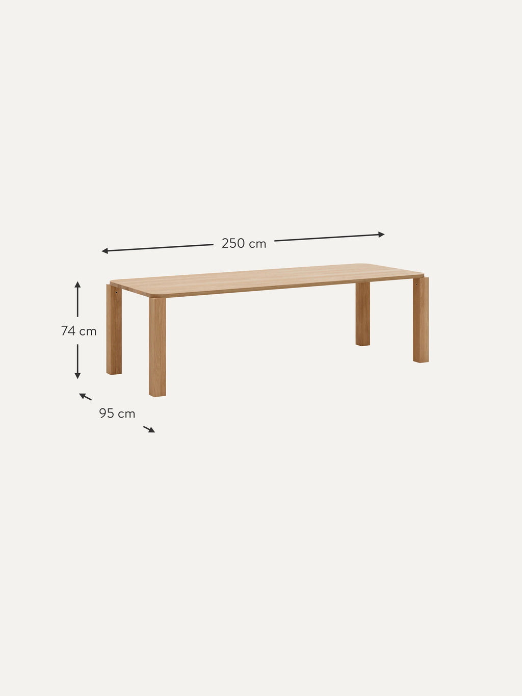 Atlas Oak Wood Dining Table, Various Sizes