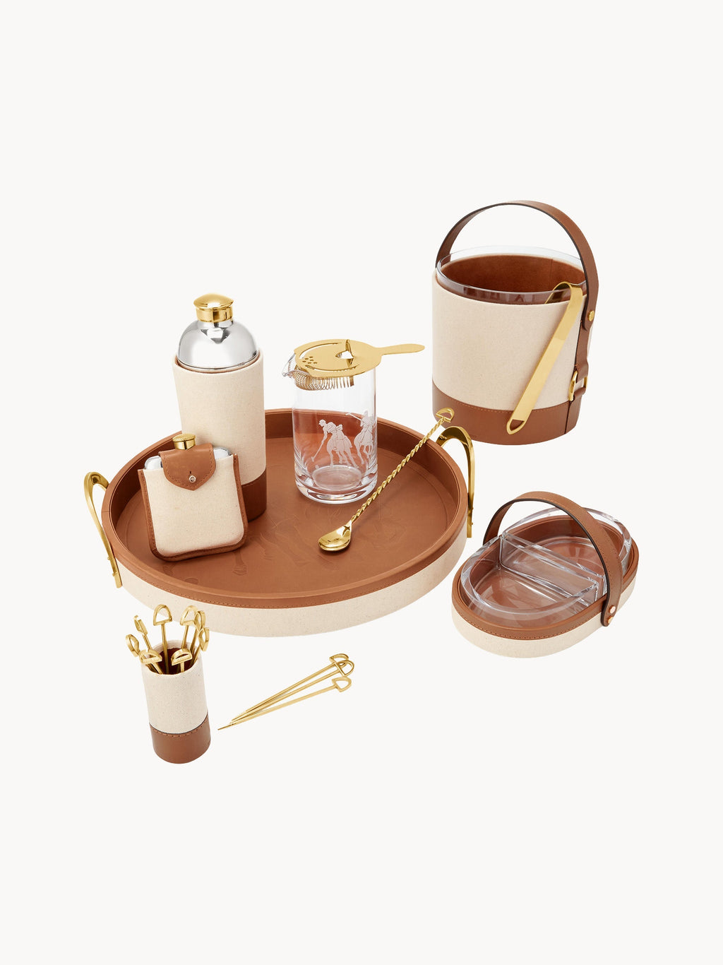 Garrett Round Leather Serving Tray