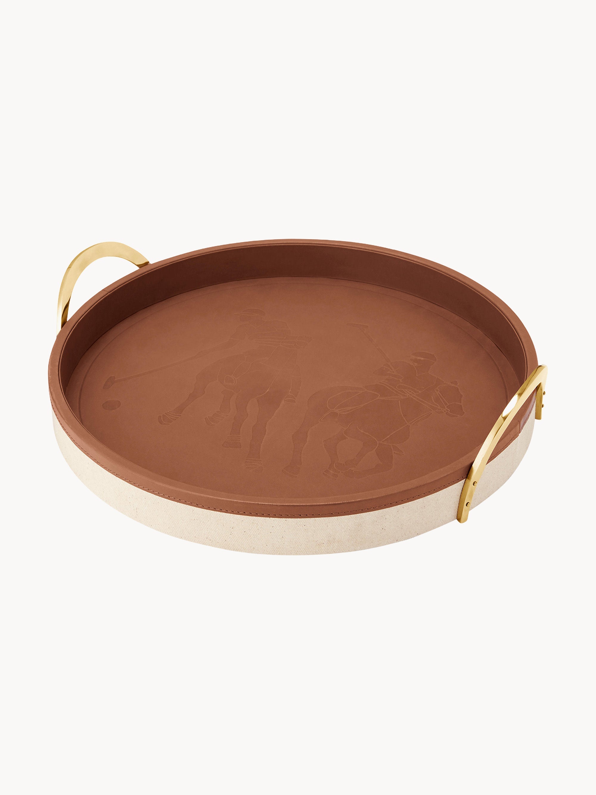 Gallery image 1 - Round Leather Serving Tray Garrett