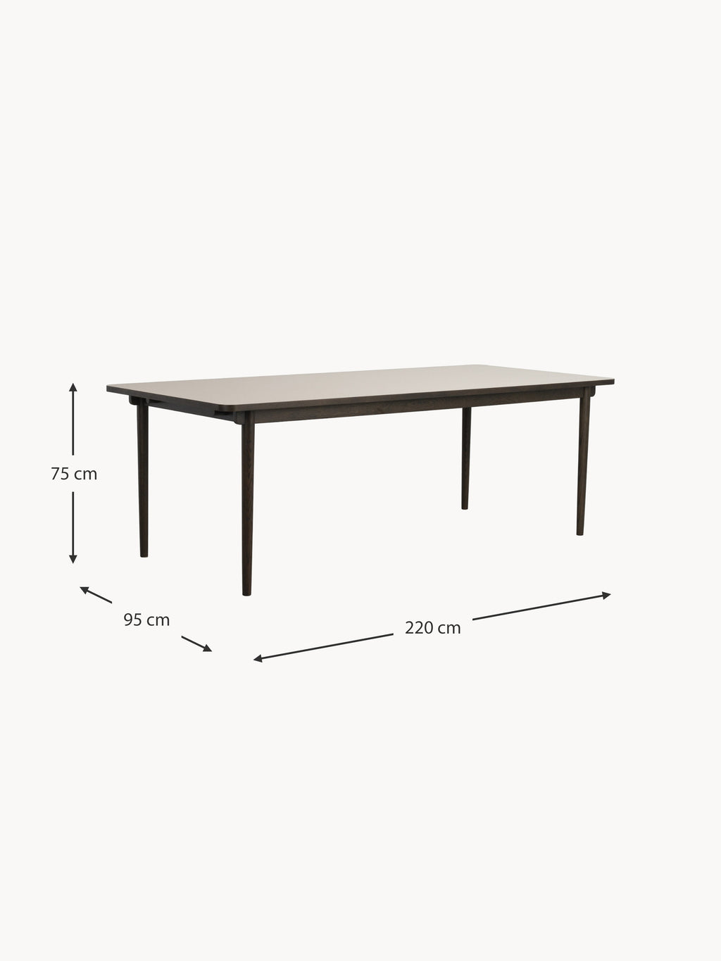 Fairmount Extendable Oak Wood Dining Table, 220/265 x 95 cm