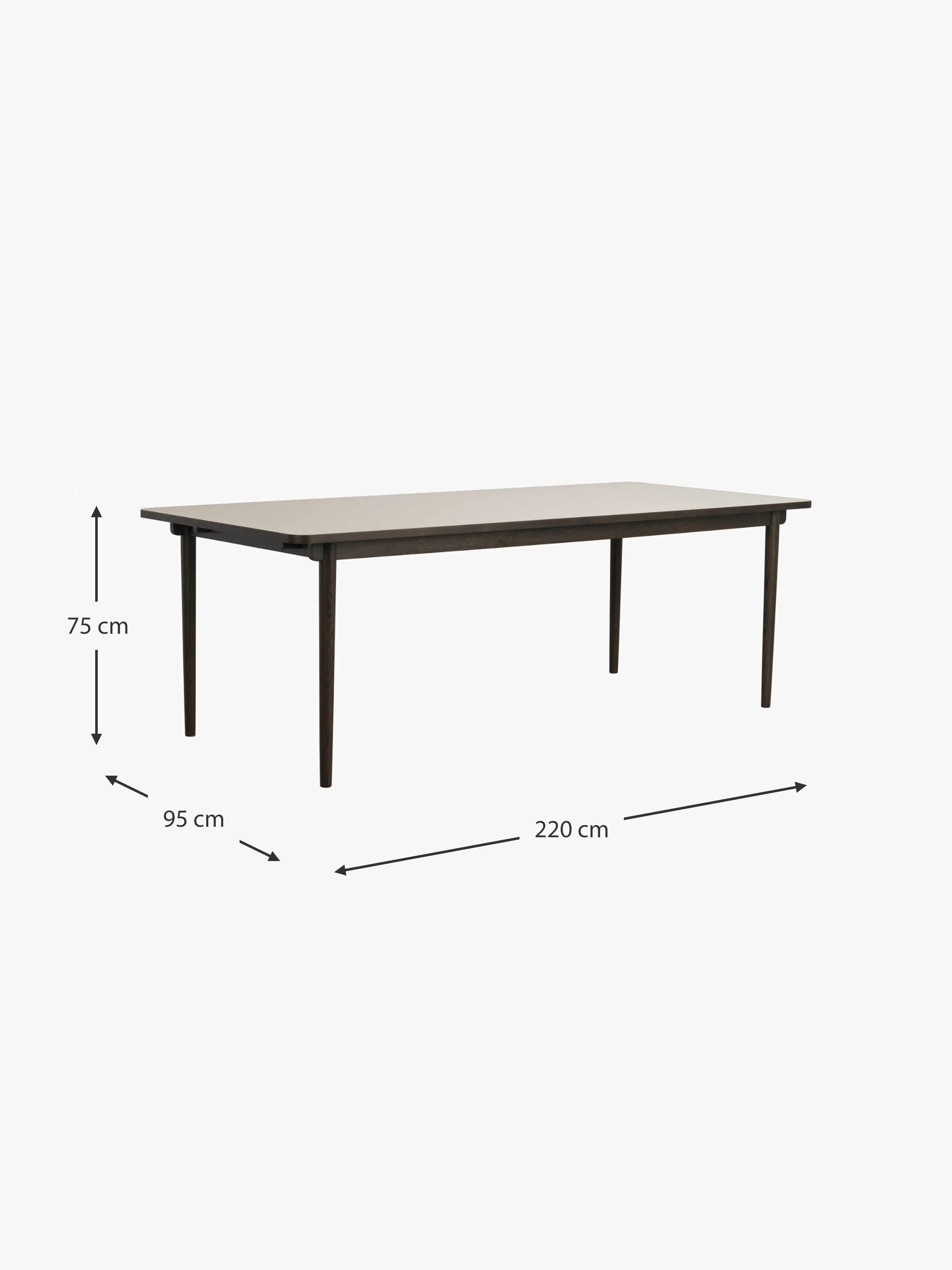 Fairmount Extendable Oak Wood Dining Table, 220/265 x 95 cm