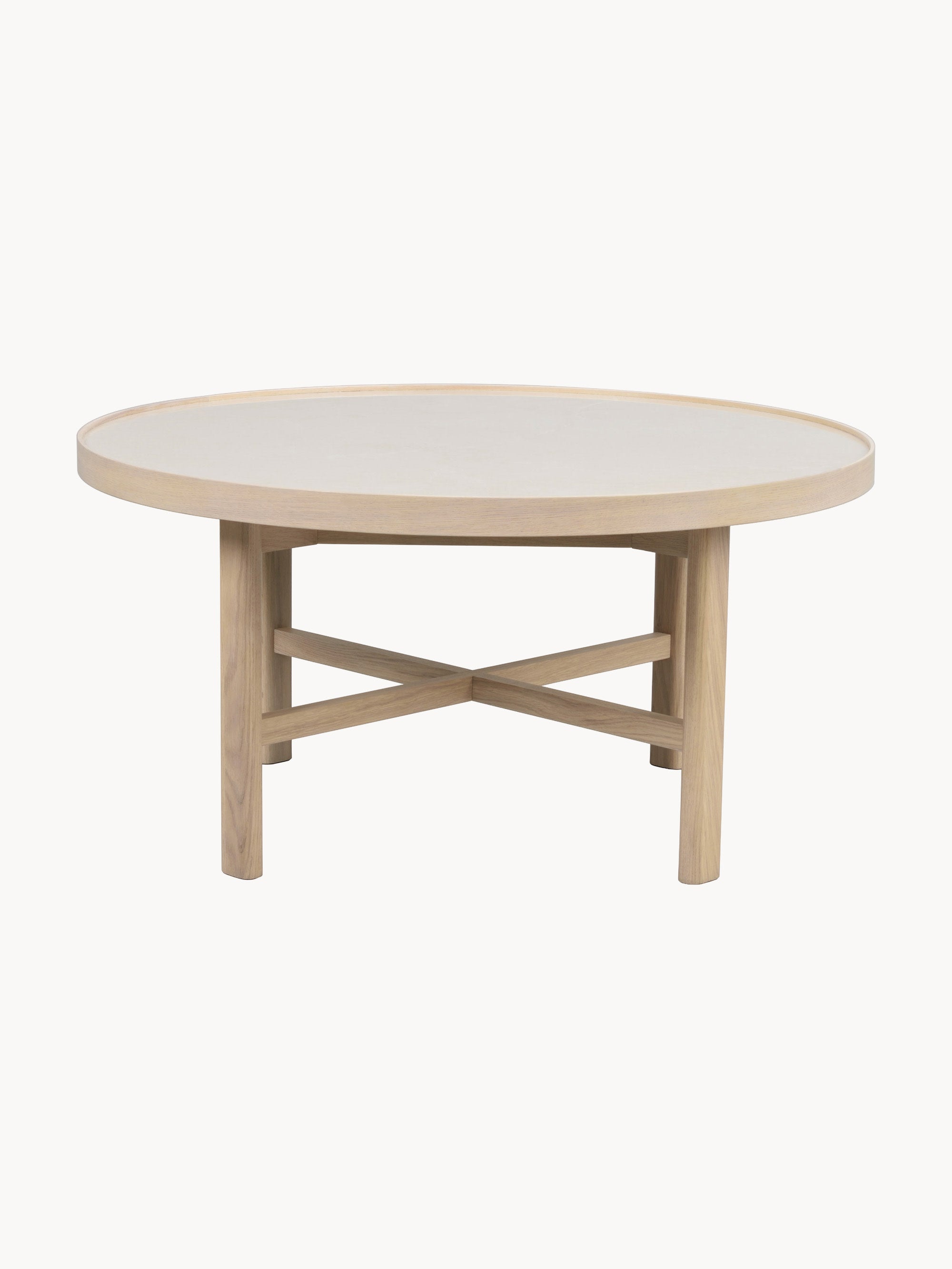 Marsden Round Oak Wood Coffee Table, Ø 90 cm
