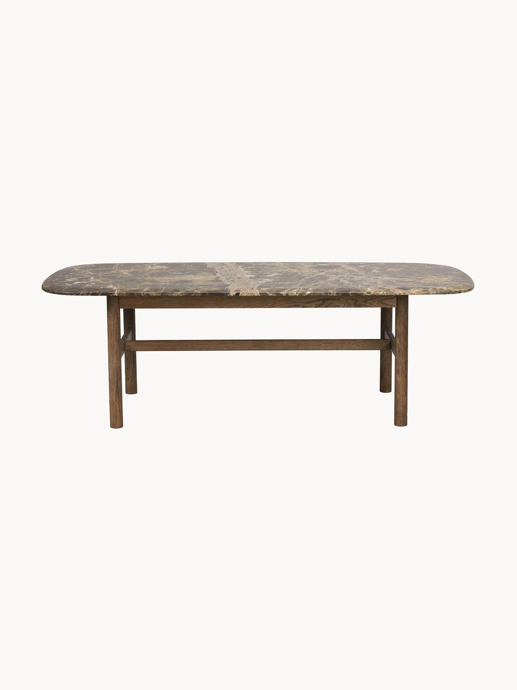 Hammond Oval Marble and Oak Wood Coffee Table
