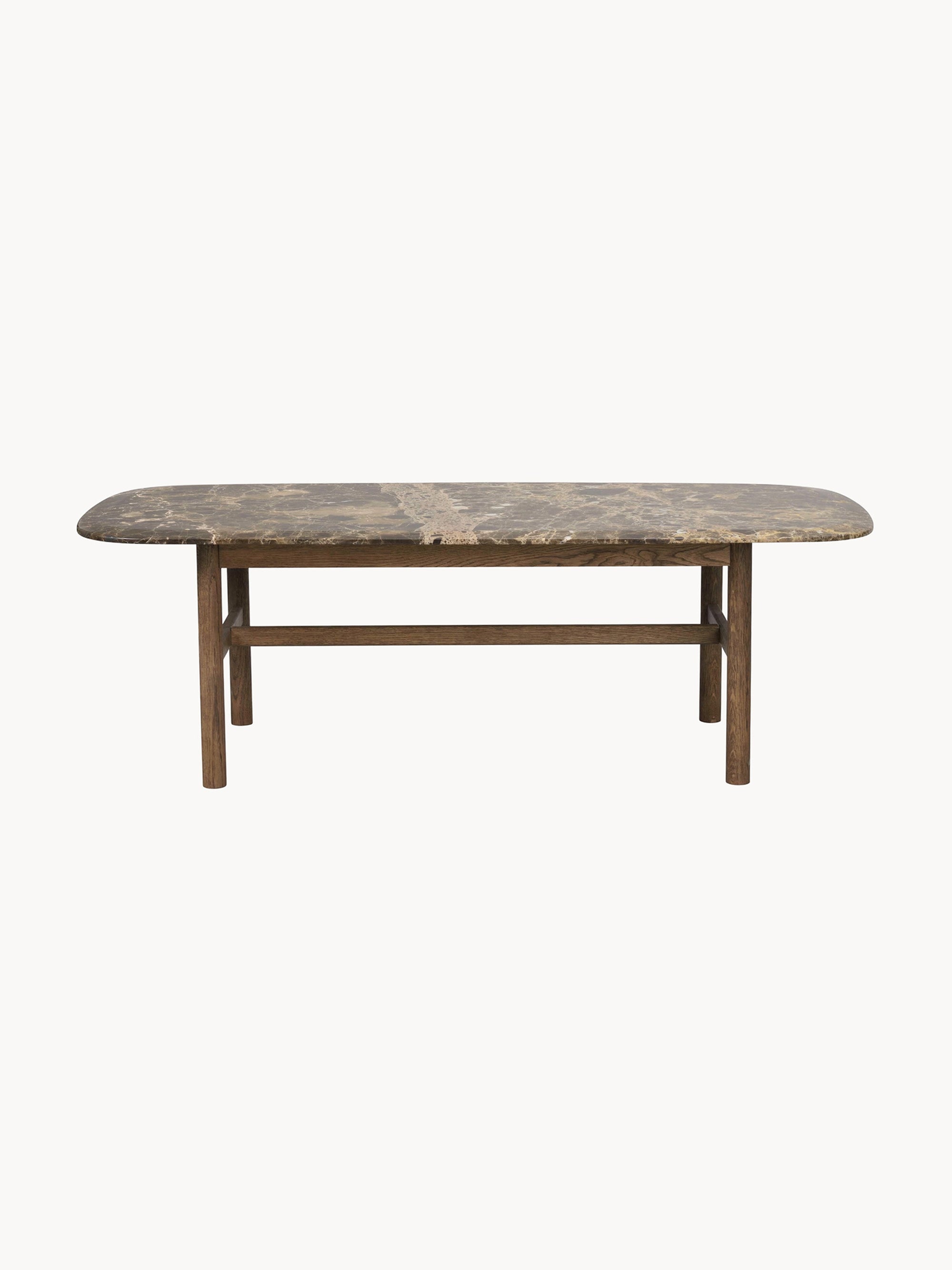 Hammond Oval Marble and Oak Wood Coffee Table