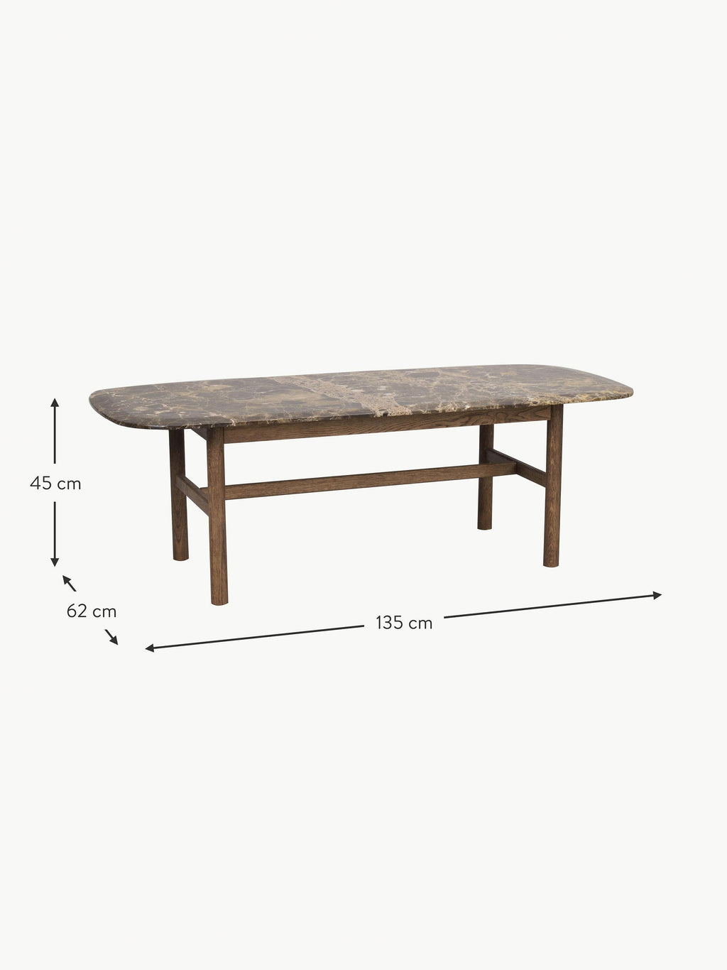 Hammond Oval Marble and Oak Wood Coffee Table